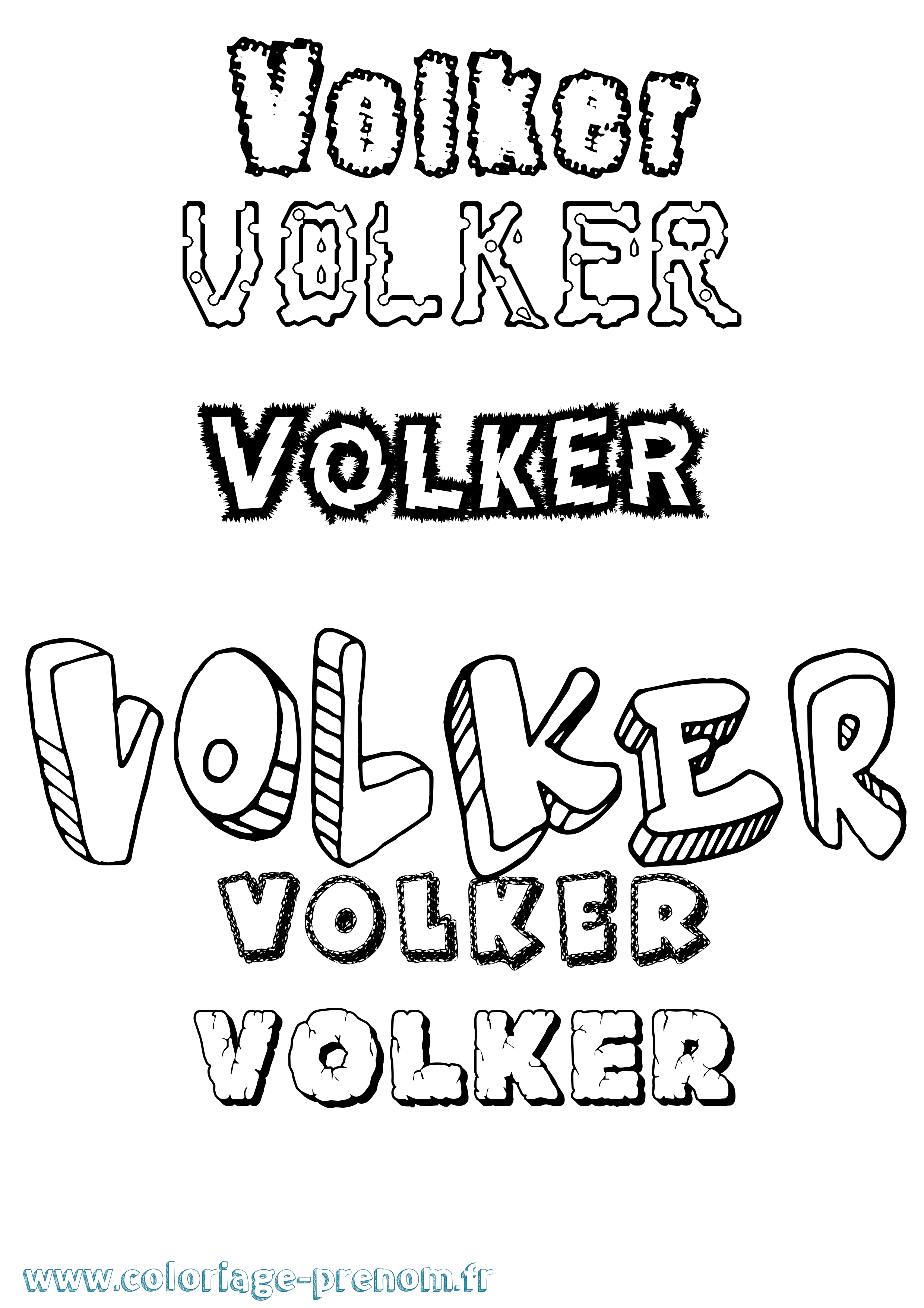 Coloriage Volker Destructuré Coloriage prénom Volker Destructuré