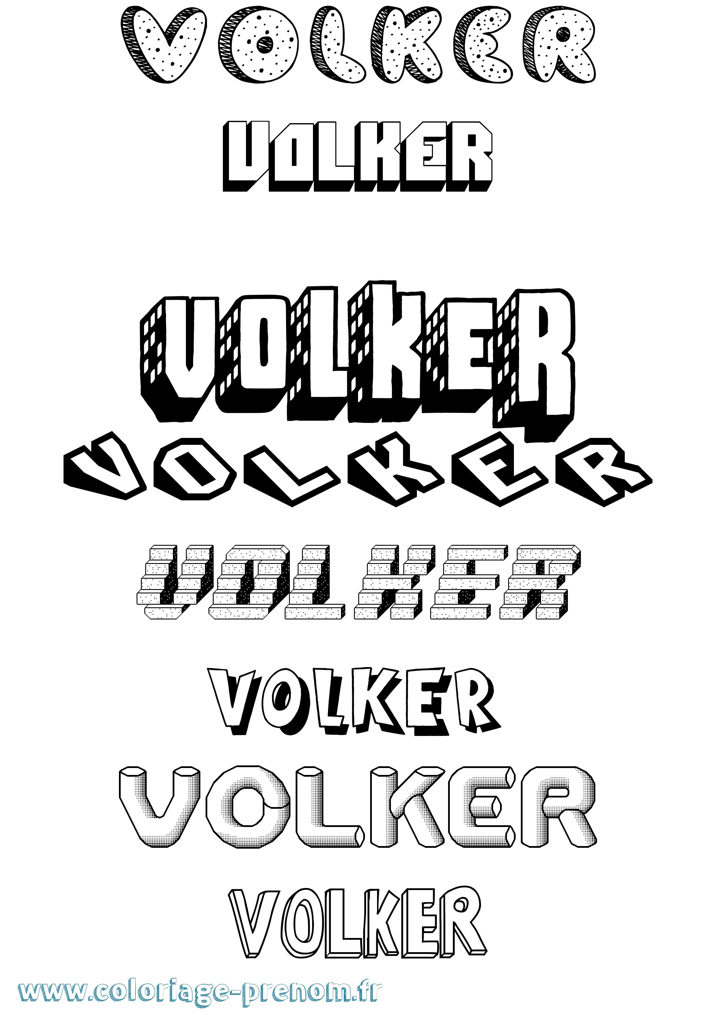 Coloriage Volker Effet 3D Coloriage prénom Volker Effet 3D