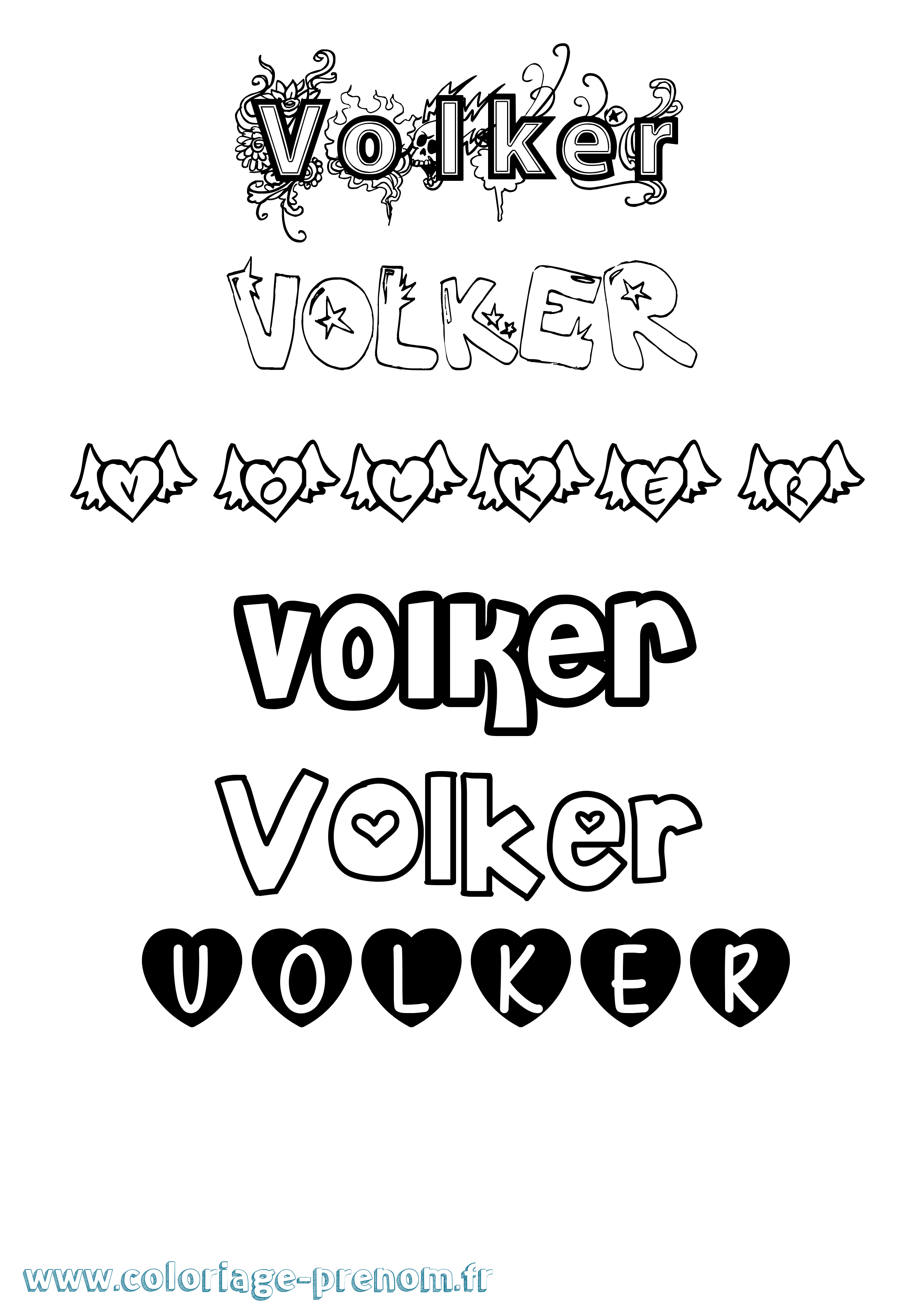 Coloriage Volker Girly Coloriage prénom Volker Girly