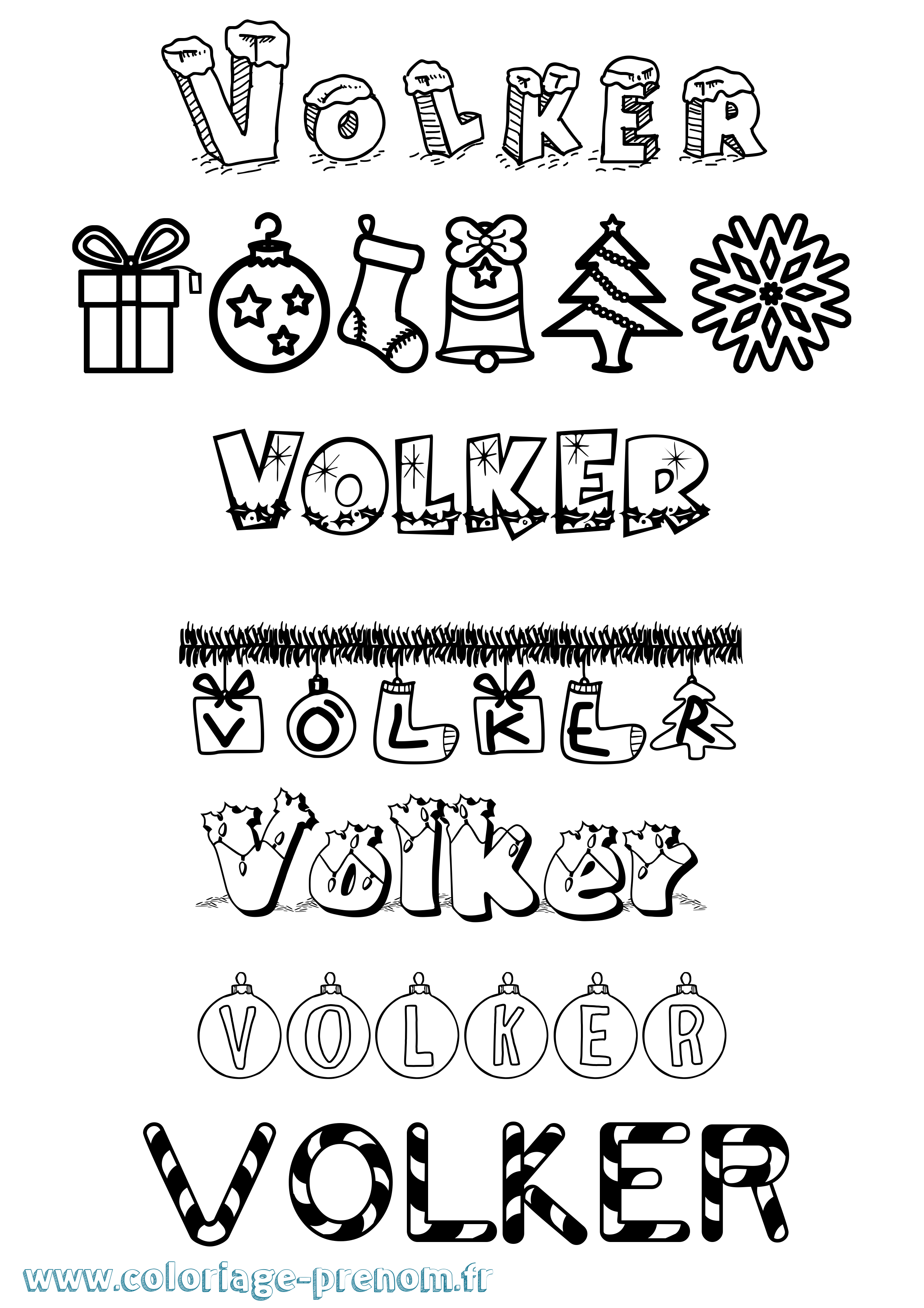 Coloriage Volker Noël Coloriage prénom Volker Noël