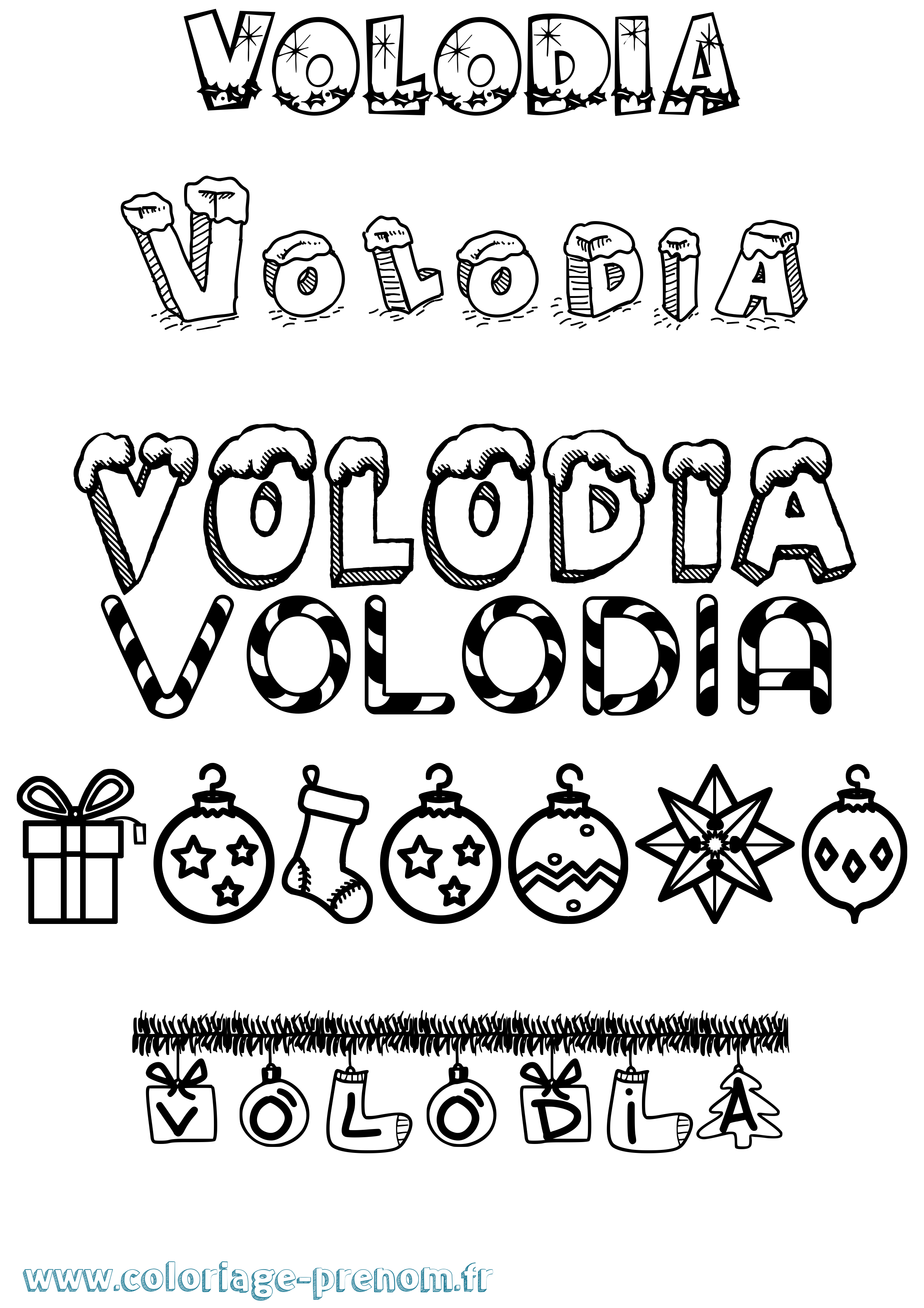 Coloriage Volodia Noël Coloriage prénom Volodia Noël