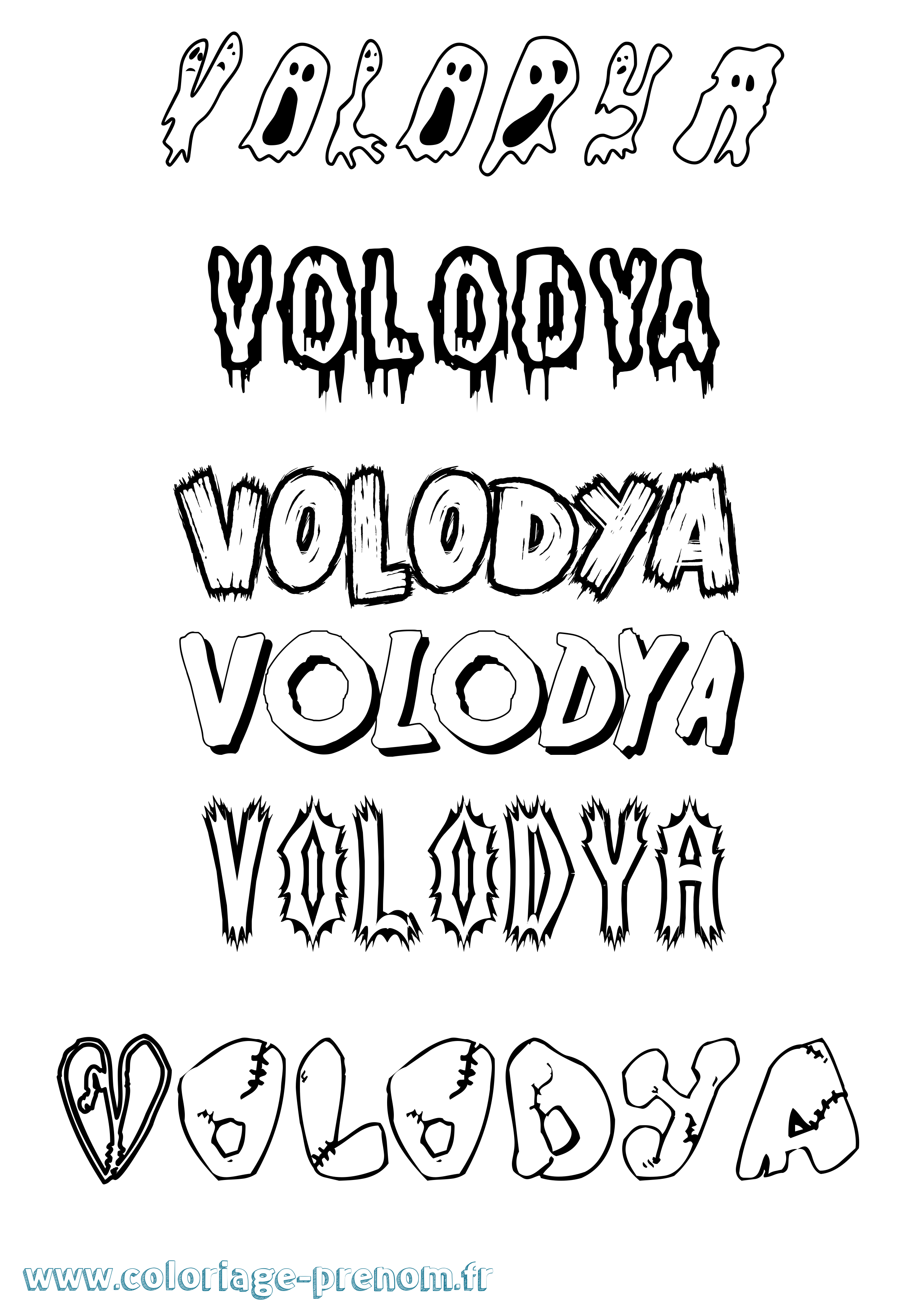 Coloriage Volodya Frisson Coloriage prénom Volodya Frisson