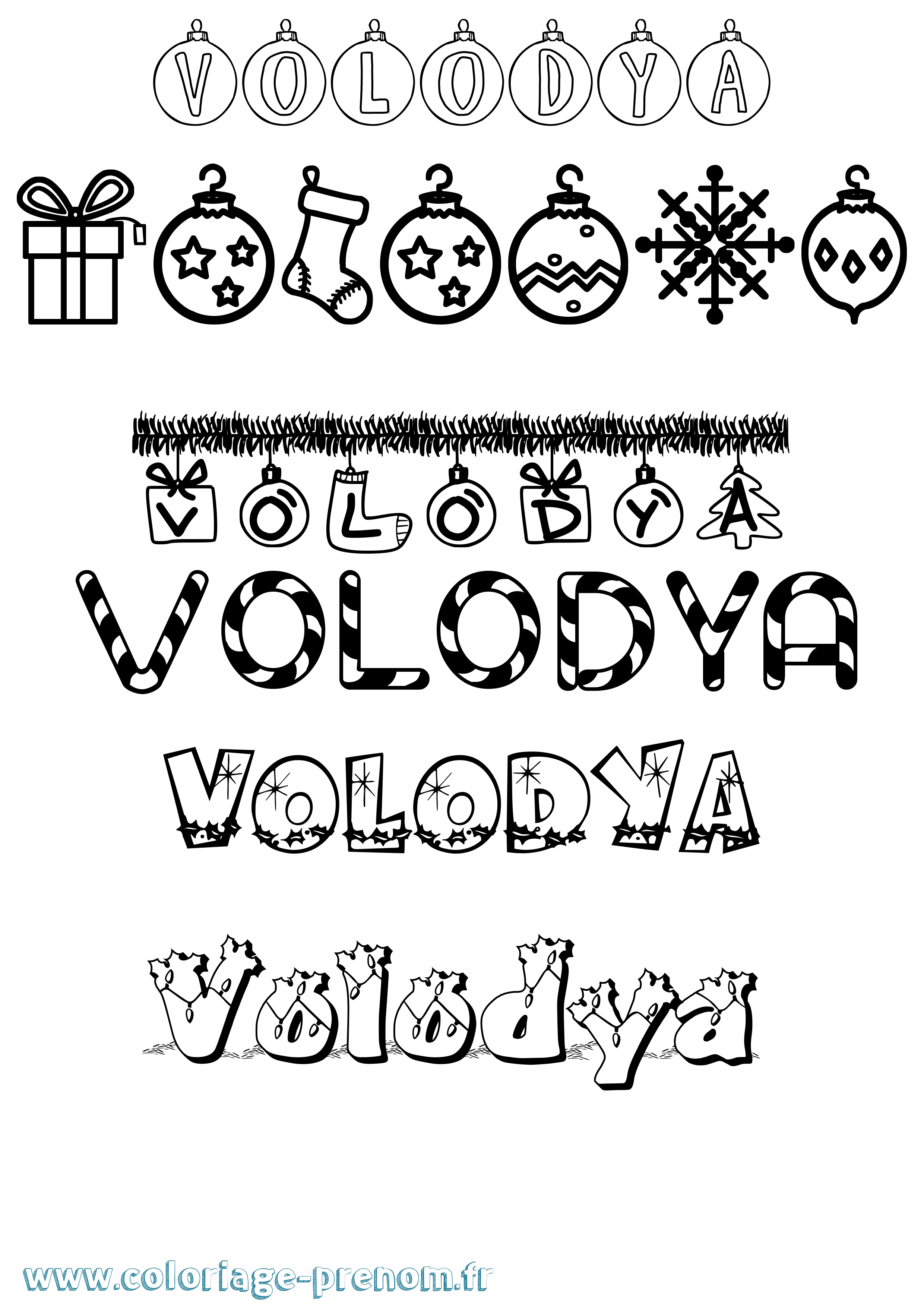 Coloriage Volodya Noël Coloriage prénom Volodya Noël