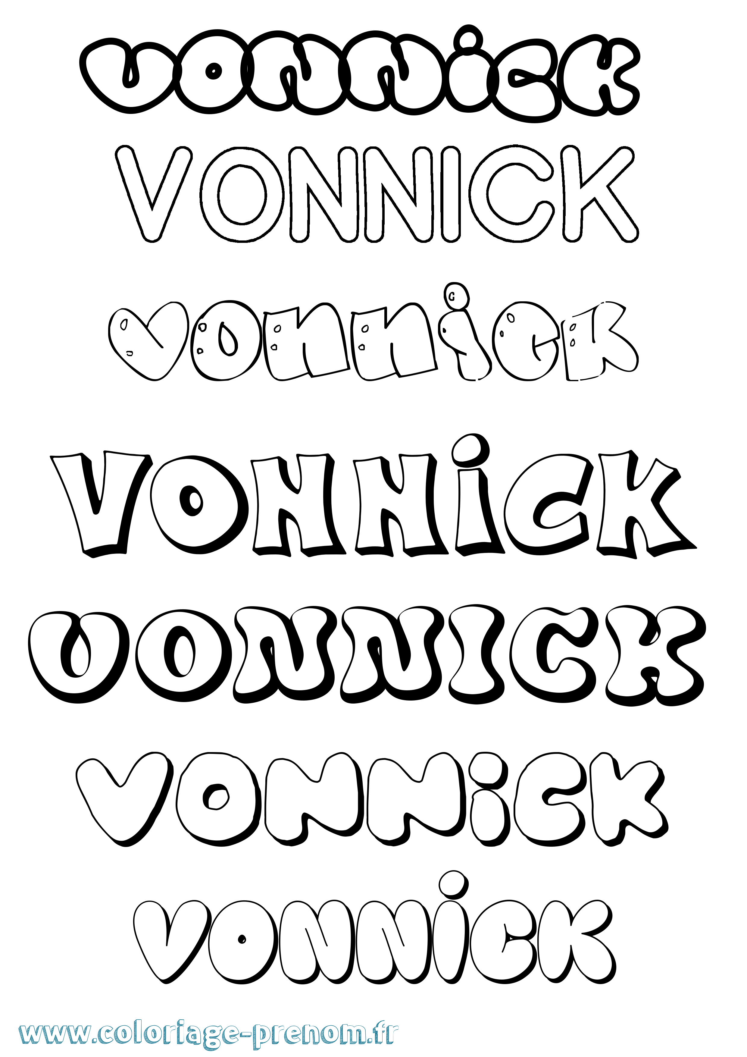 Coloriage Vonnick Bubble Coloriage prénom Vonnick Bubble