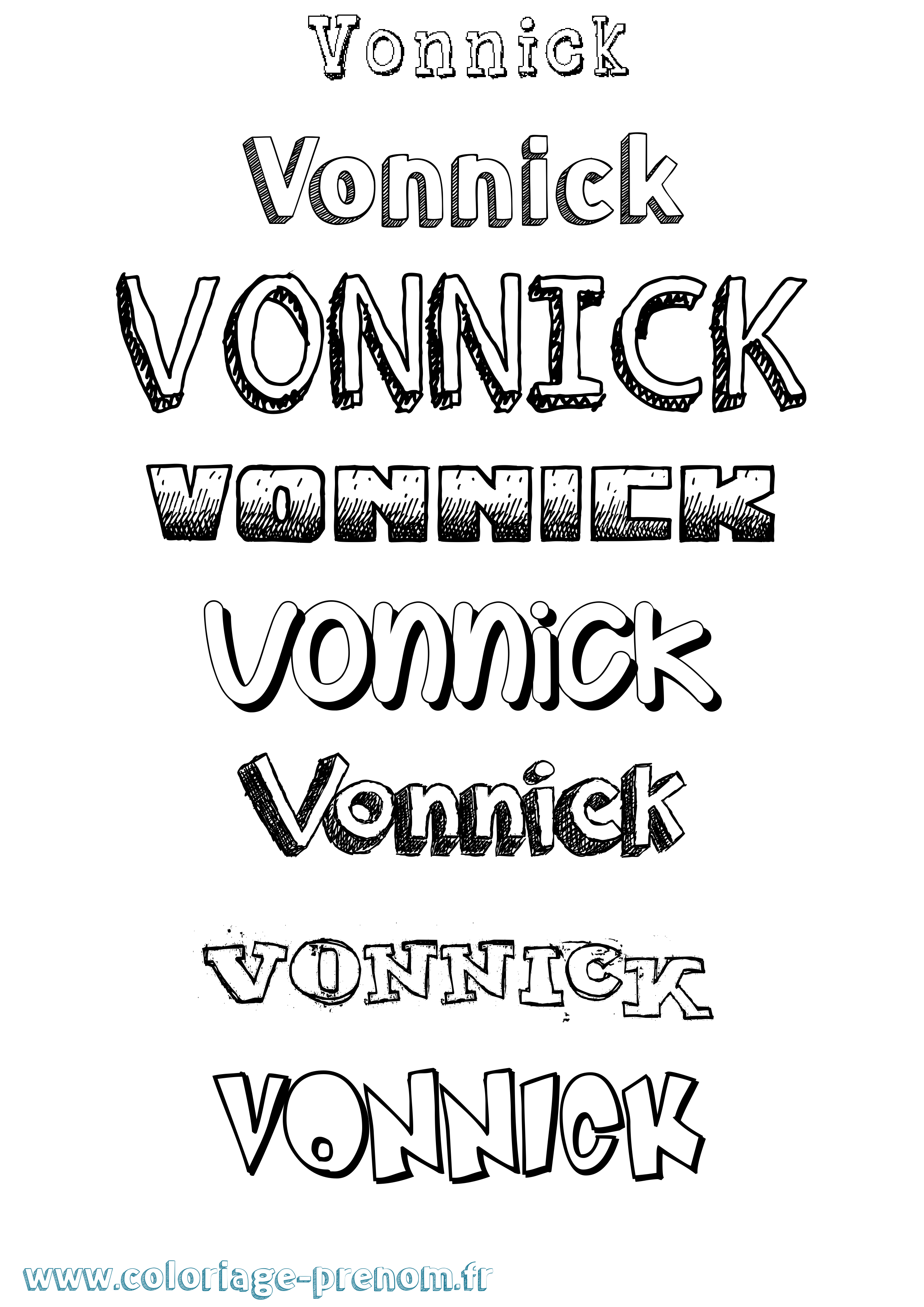Coloriage Vonnick Dessiné Coloriage prénom Vonnick Dessiné
