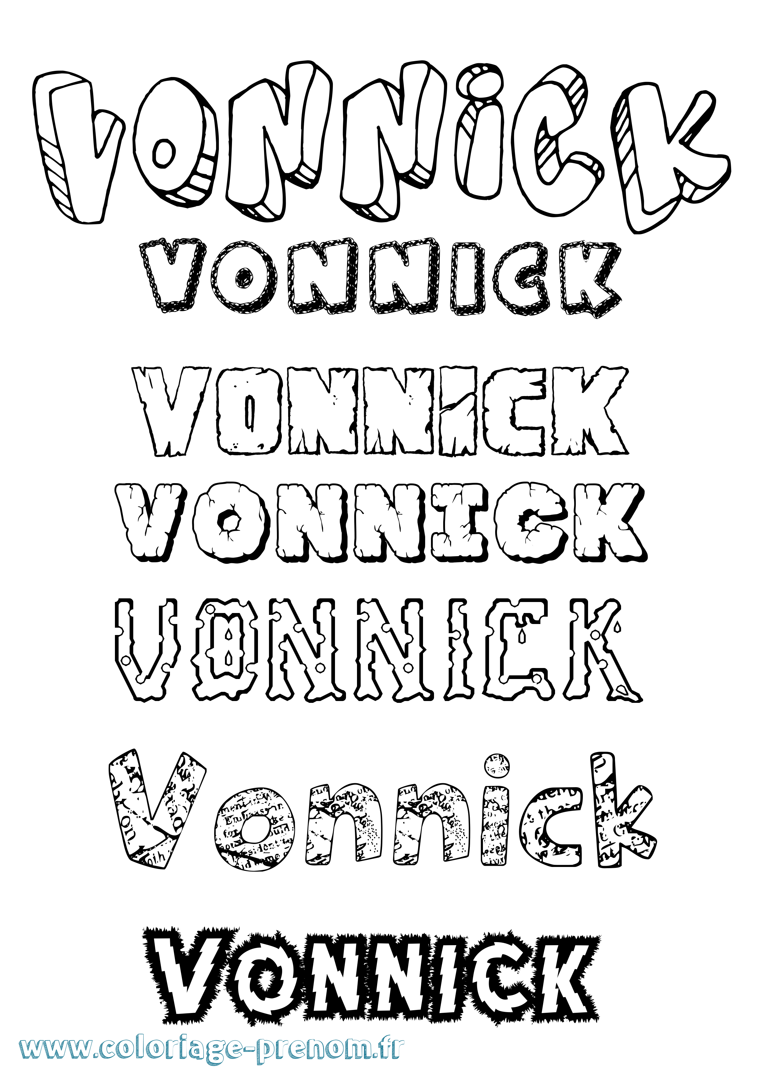 Coloriage Vonnick Destructuré Coloriage prénom Vonnick Destructuré