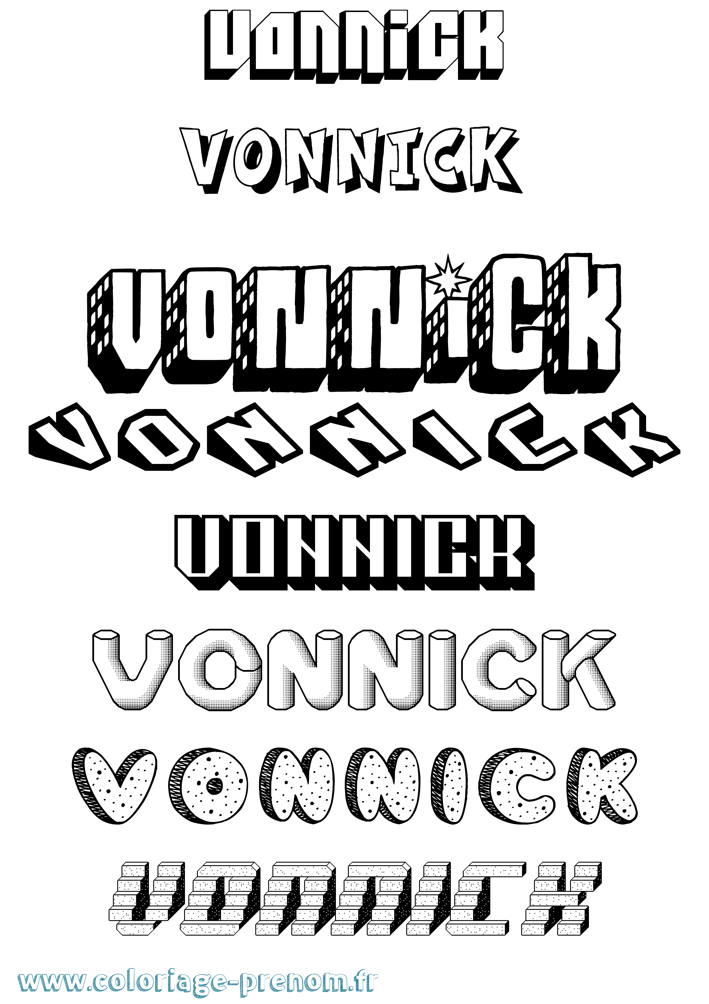 Coloriage Vonnick Effet 3D Coloriage prénom Vonnick Effet 3D