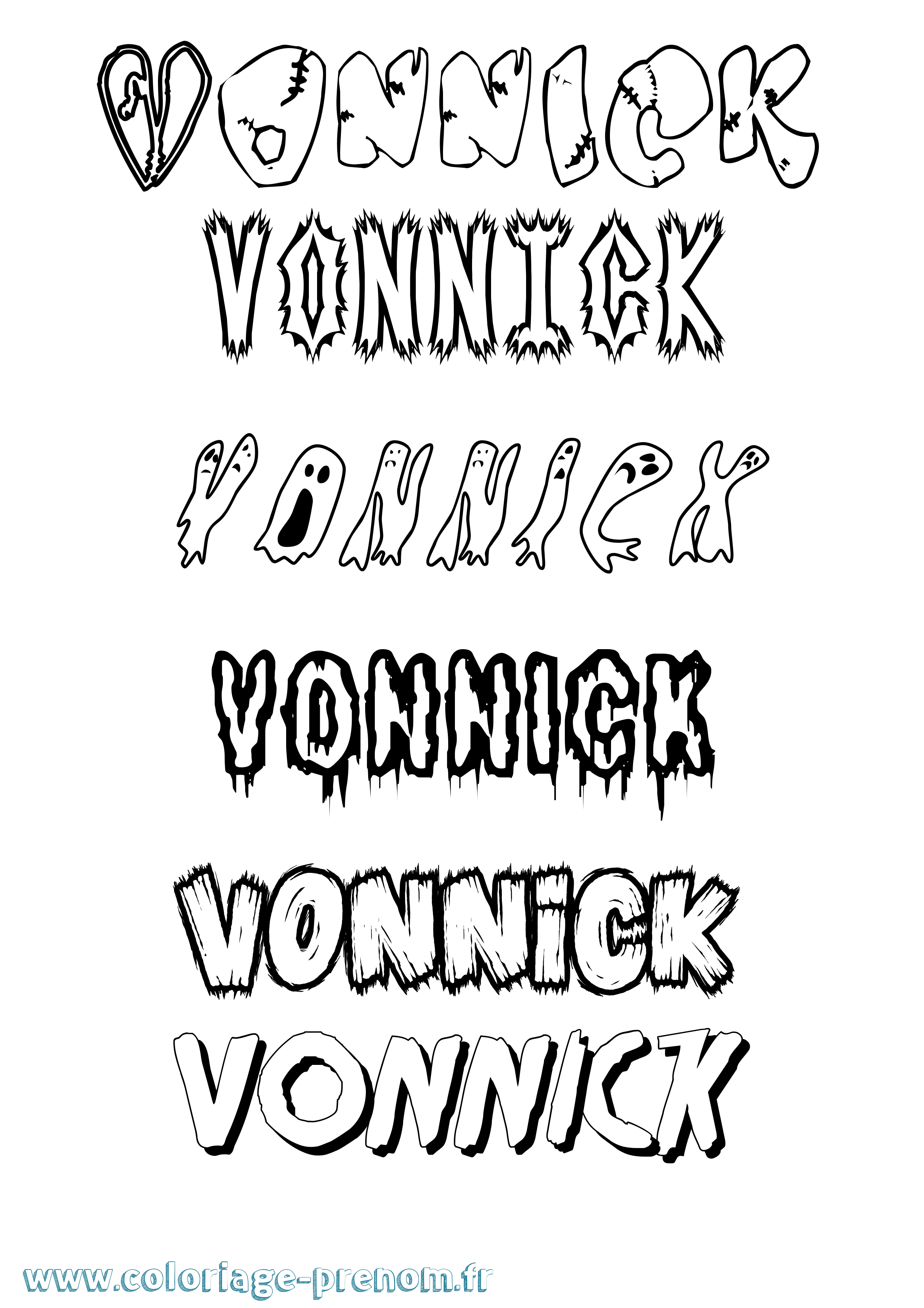 Coloriage Vonnick Frisson Coloriage prénom Vonnick Frisson