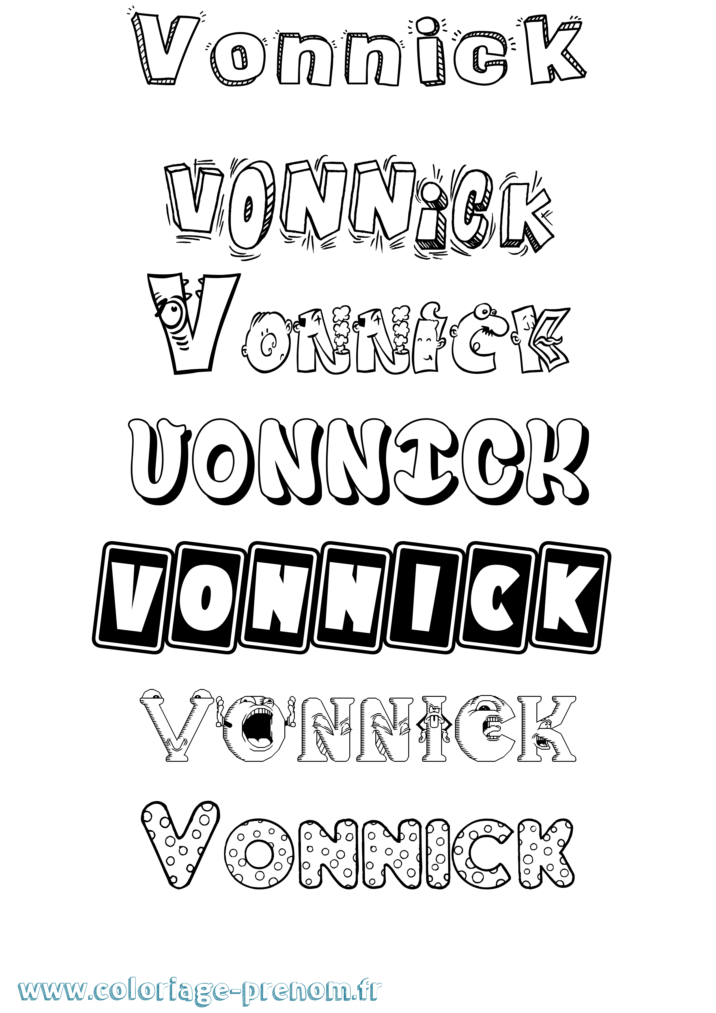 Coloriage Vonnick Fun Coloriage prénom Vonnick Fun