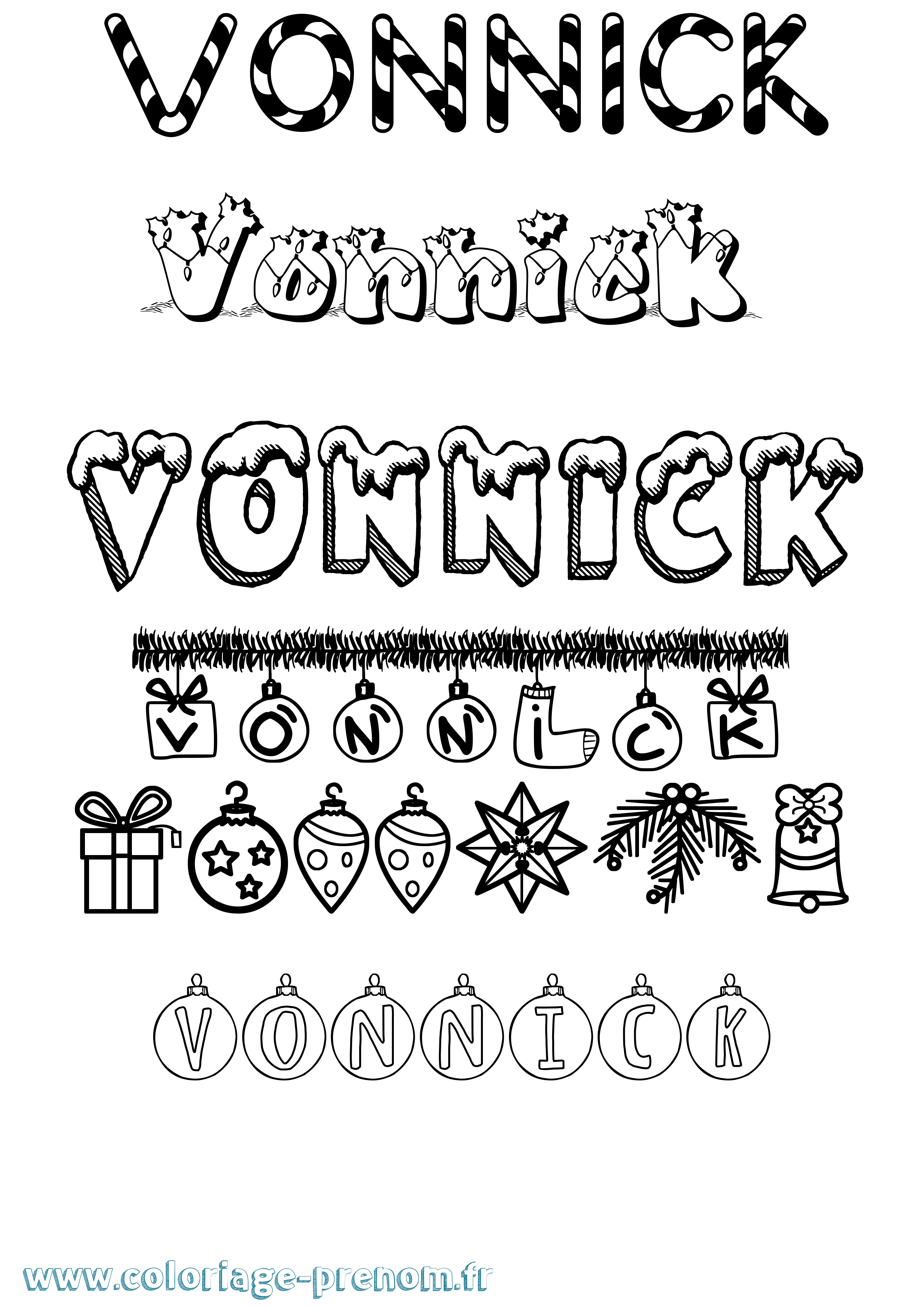 Coloriage Vonnick Noël Coloriage prénom Vonnick Noël