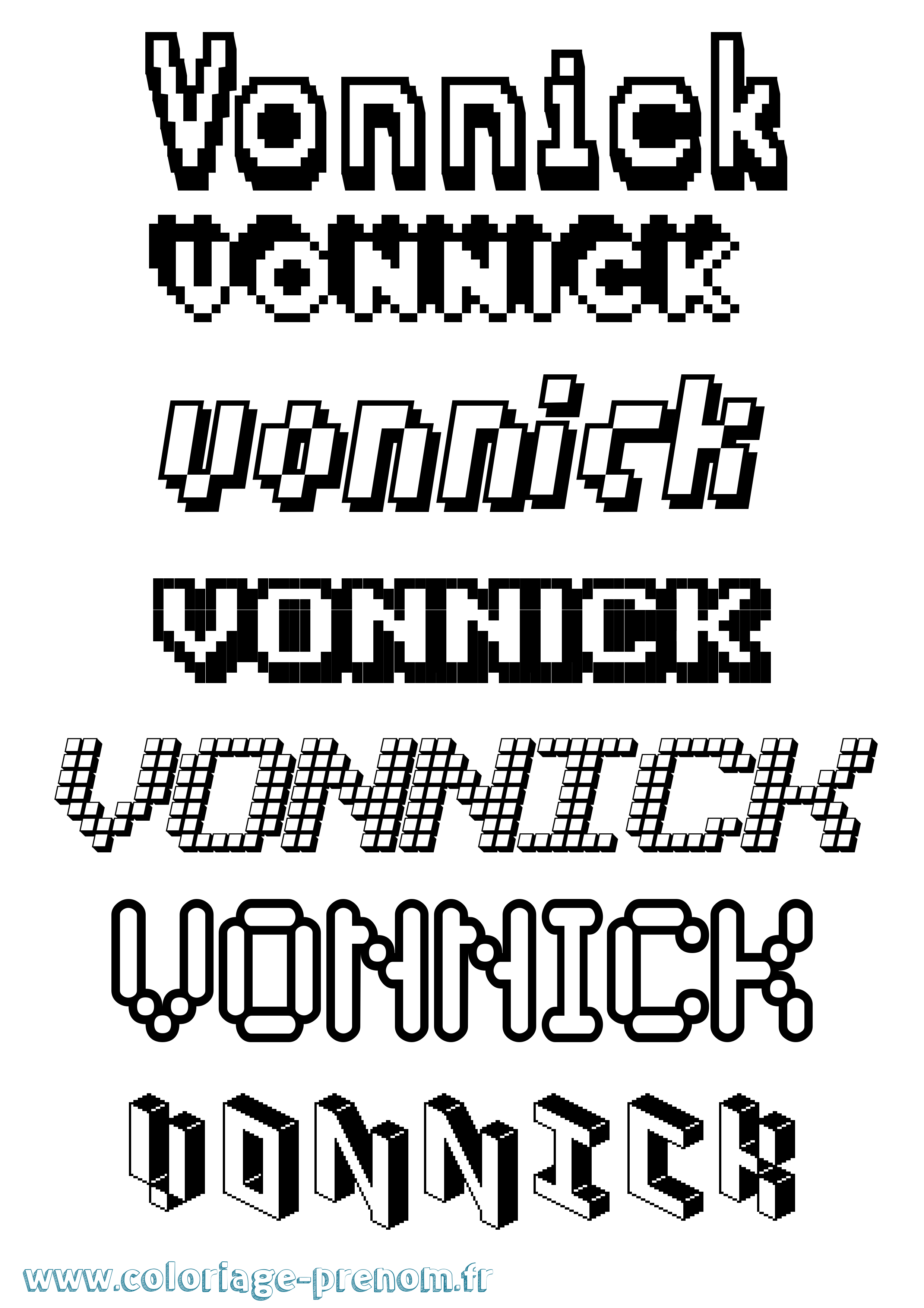 Coloriage Vonnick Pixel Coloriage prénom Vonnick Pixel