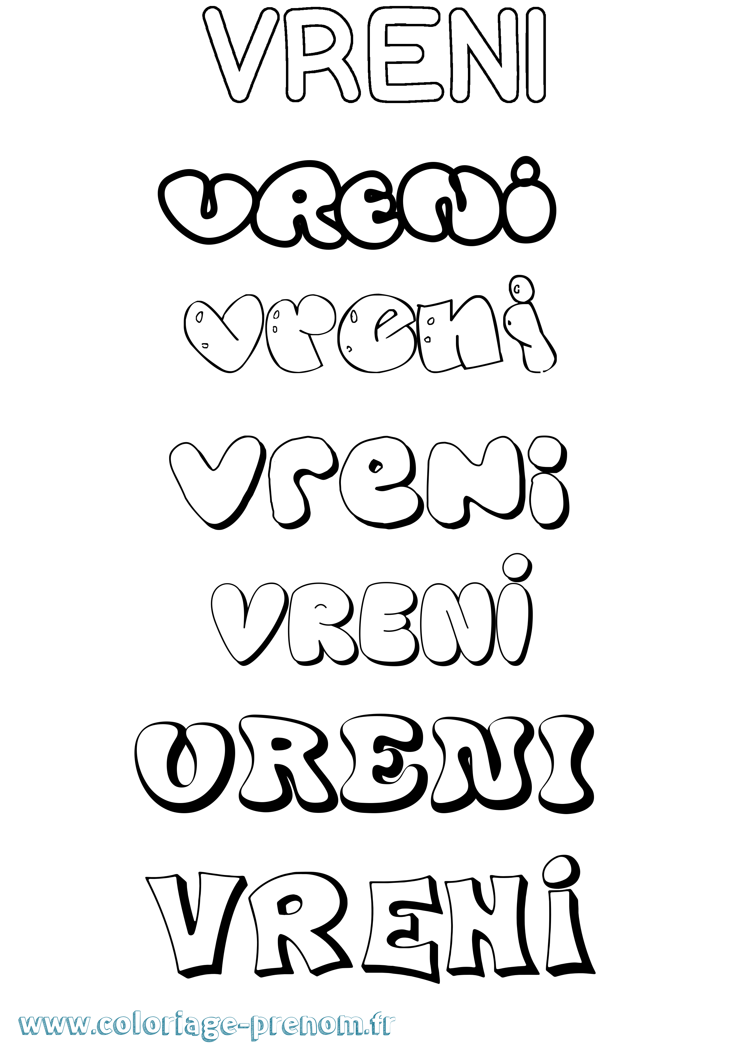 Coloriage Vreni Bubble Coloriage prénom Vreni Bubble