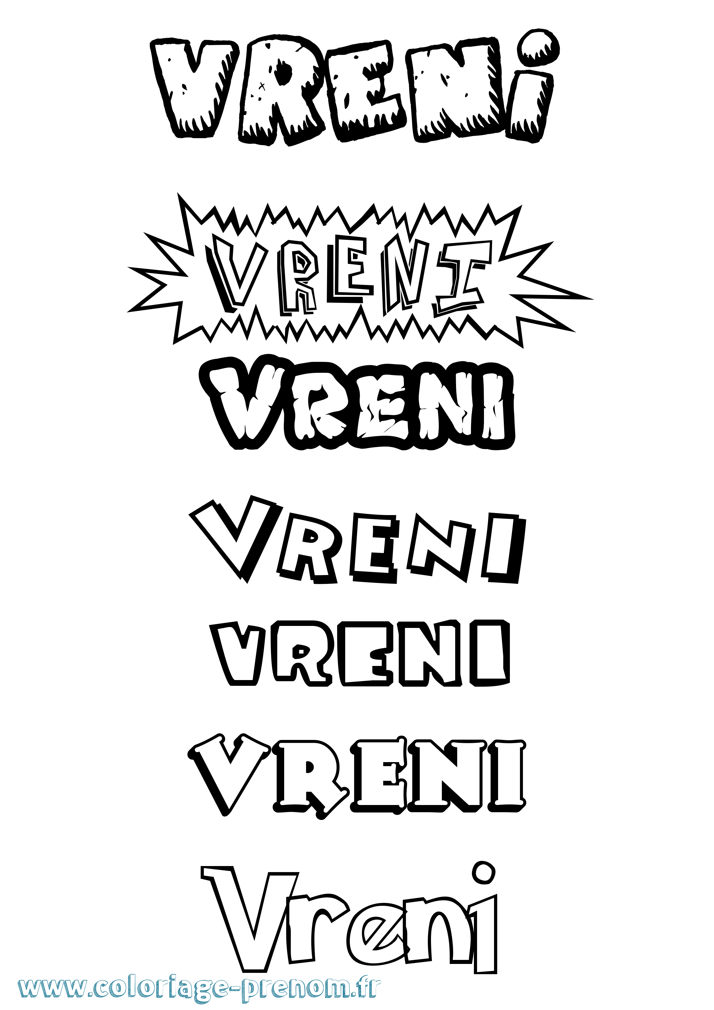 Coloriage Vreni Dessin Animé Coloriage prénom Vreni Dessin Animé