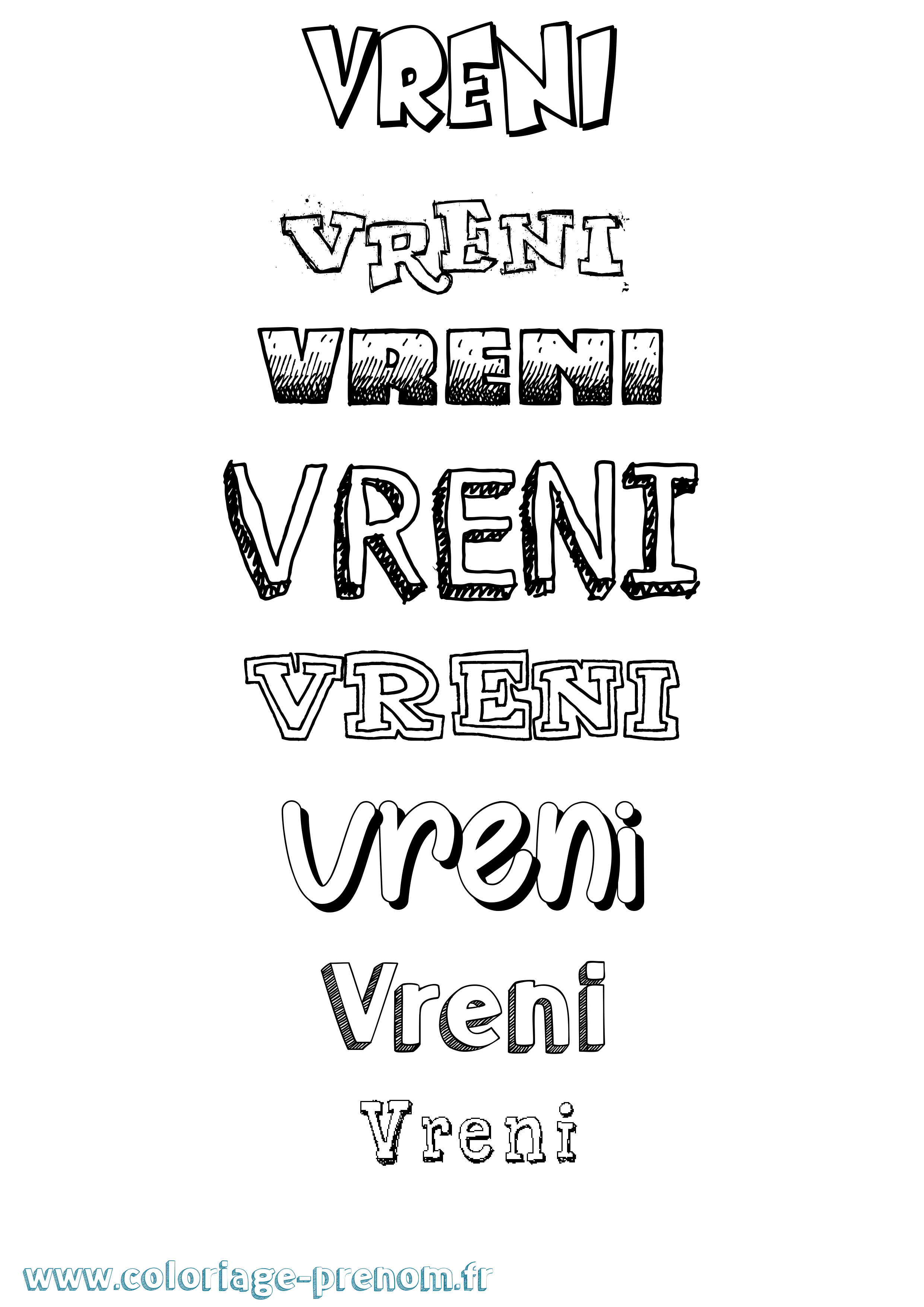 Coloriage Vreni Dessiné Coloriage prénom Vreni Dessiné