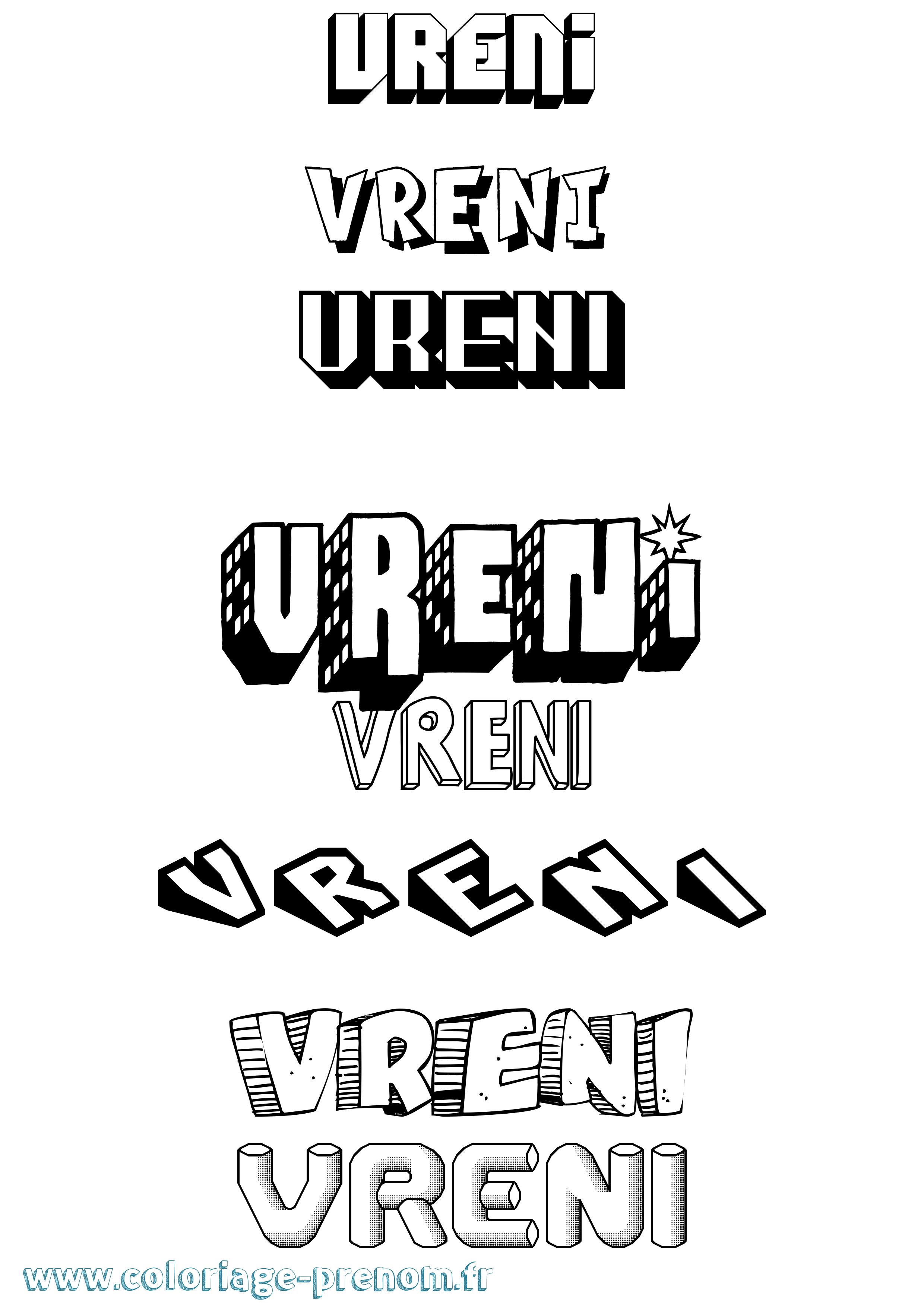 Coloriage Vreni Effet 3D Coloriage prénom Vreni Effet 3D