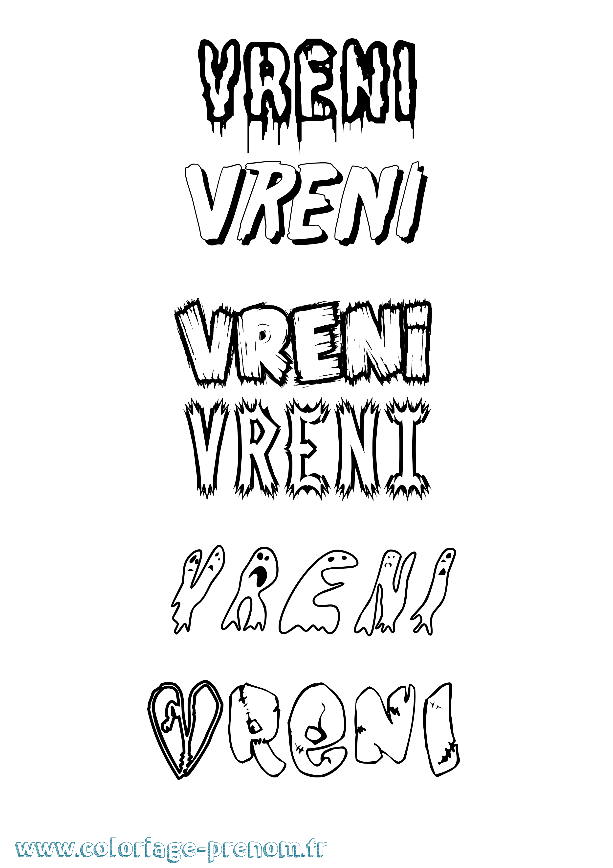 Coloriage Vreni Frisson Coloriage prénom Vreni Frisson