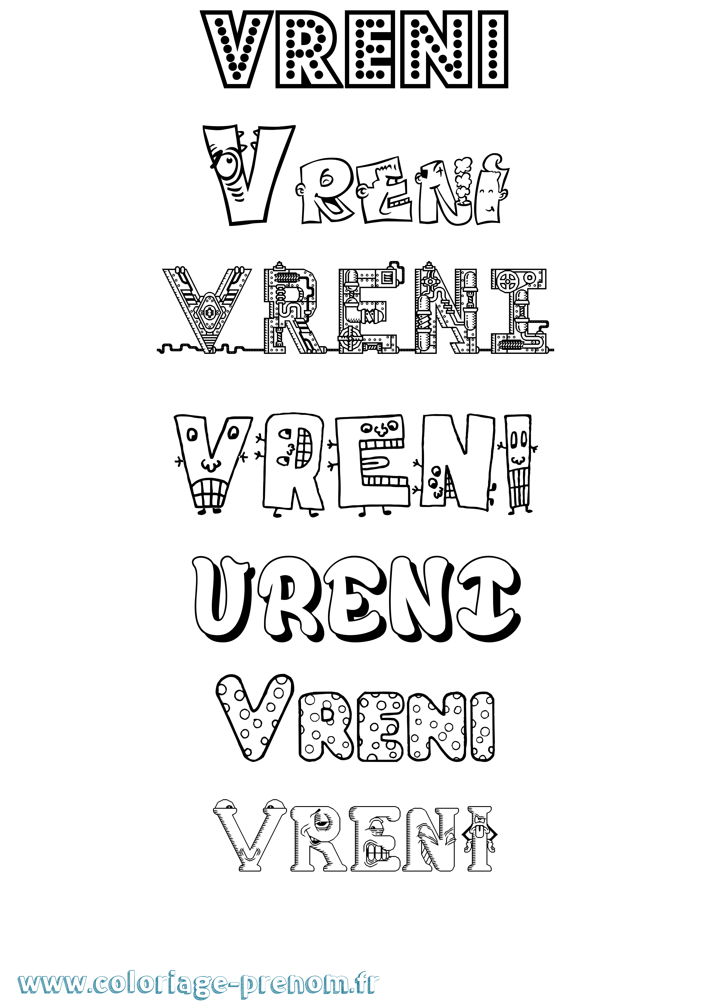 Coloriage Vreni Fun Coloriage prénom Vreni Fun
