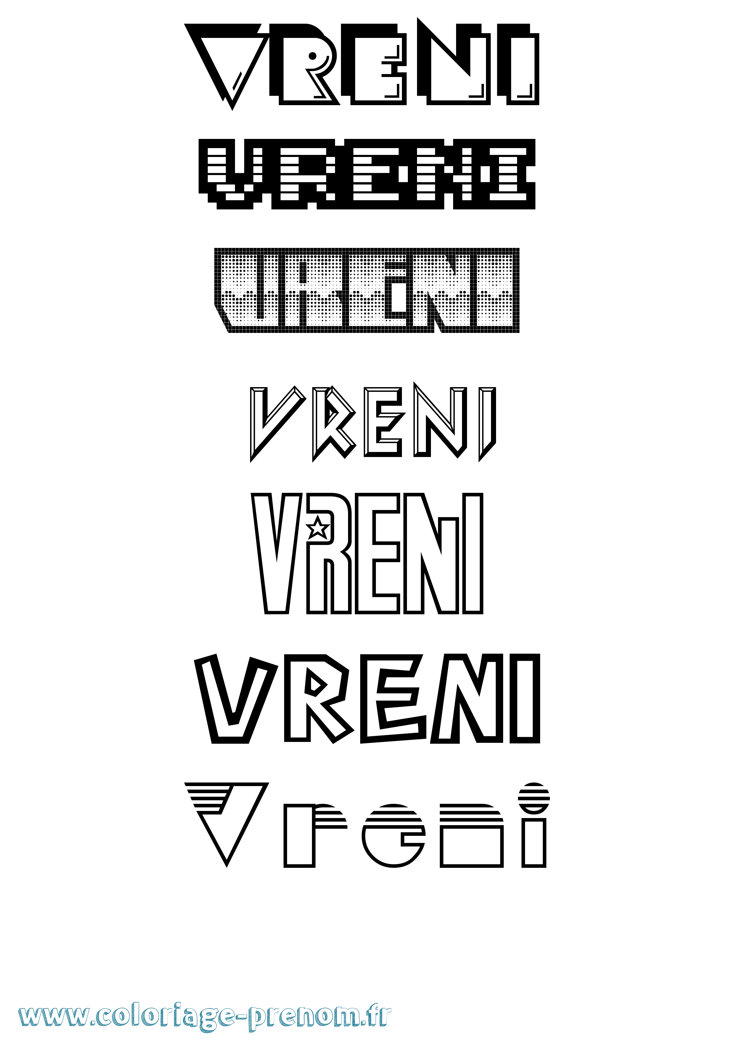 Coloriage Vreni Jeux Vidéos Coloriage prénom Vreni Jeux Vidéos