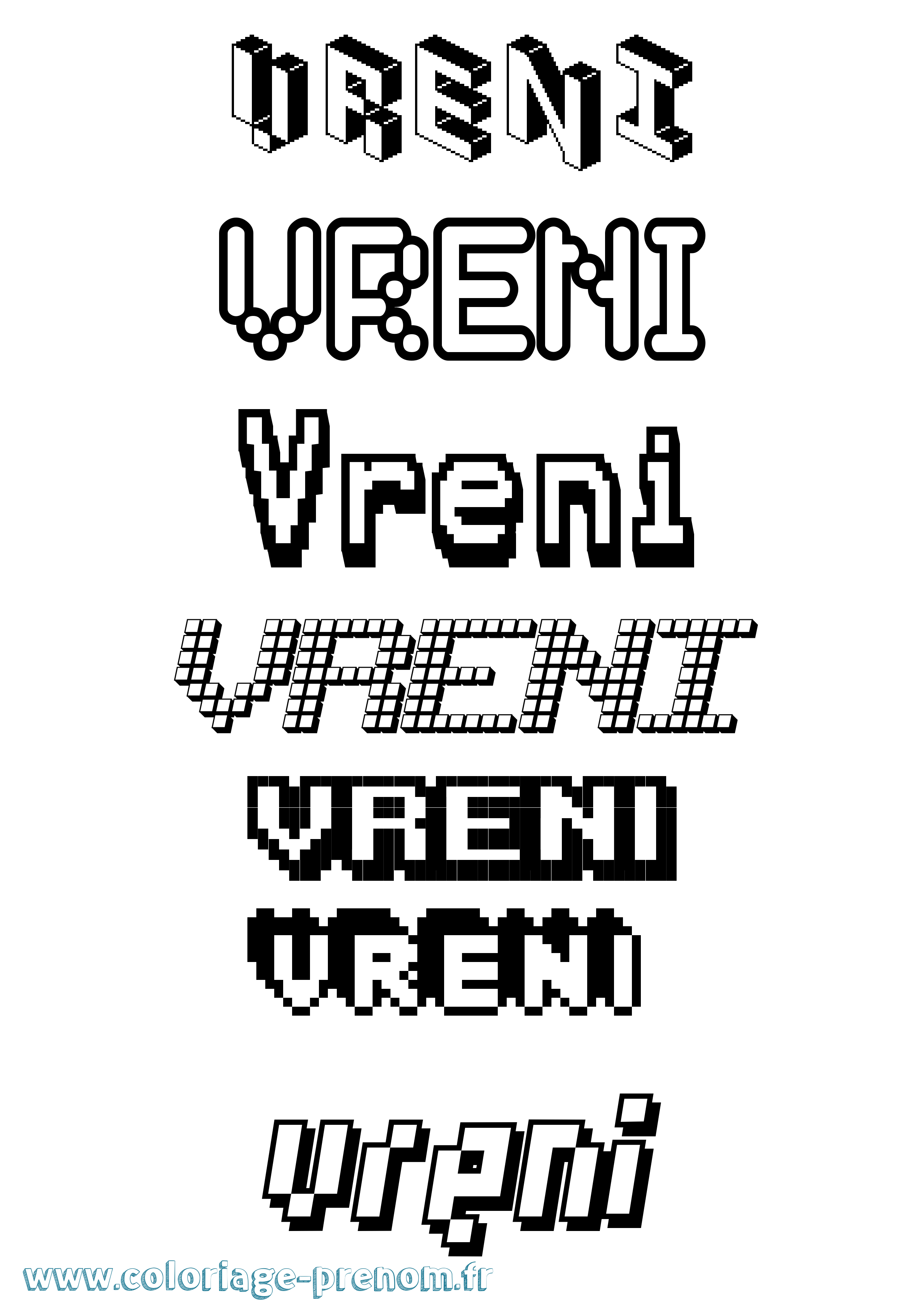 Coloriage Vreni Pixel Coloriage prénom Vreni Pixel