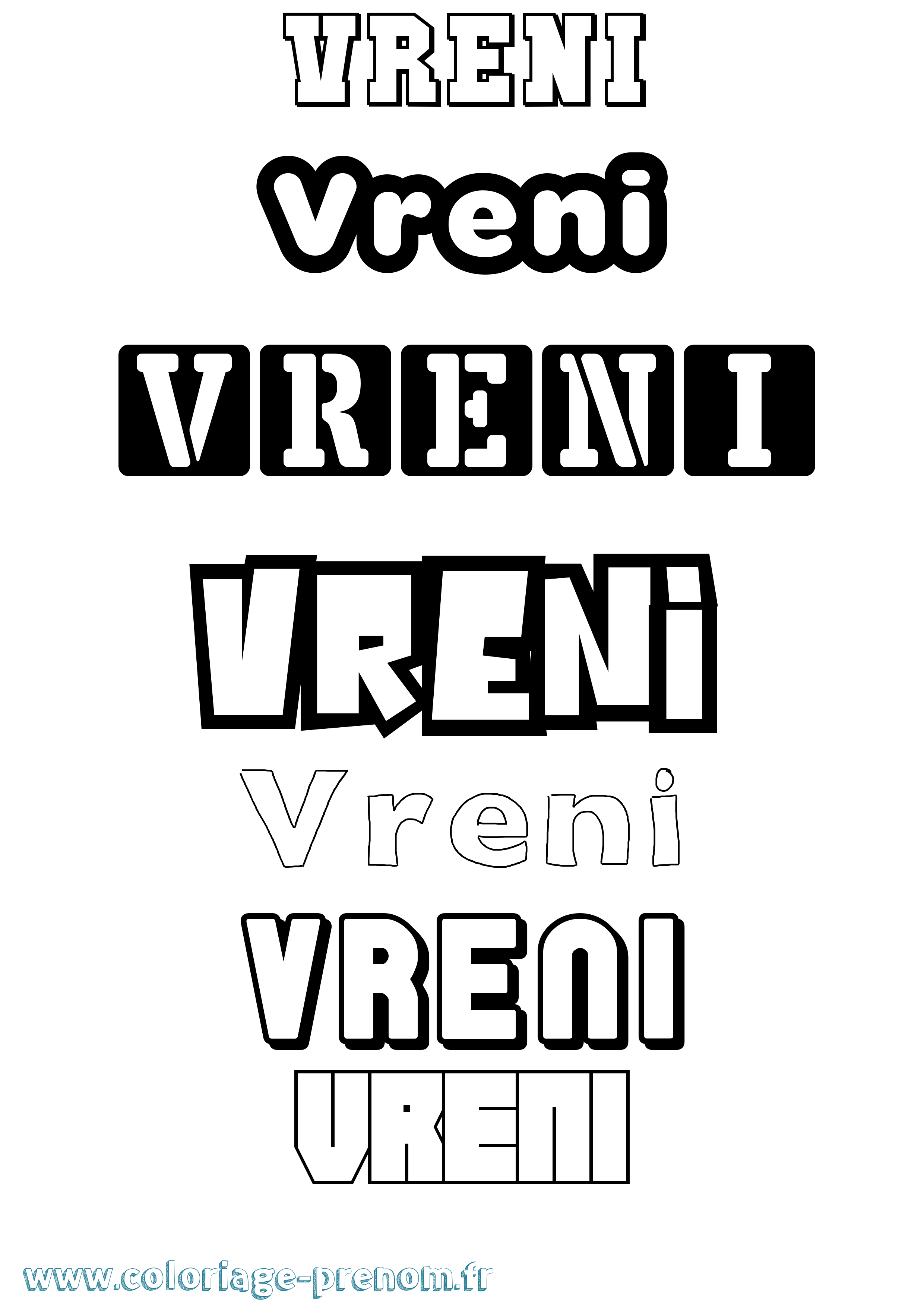 Coloriage Vreni Simple Coloriage prénom Vreni Simple