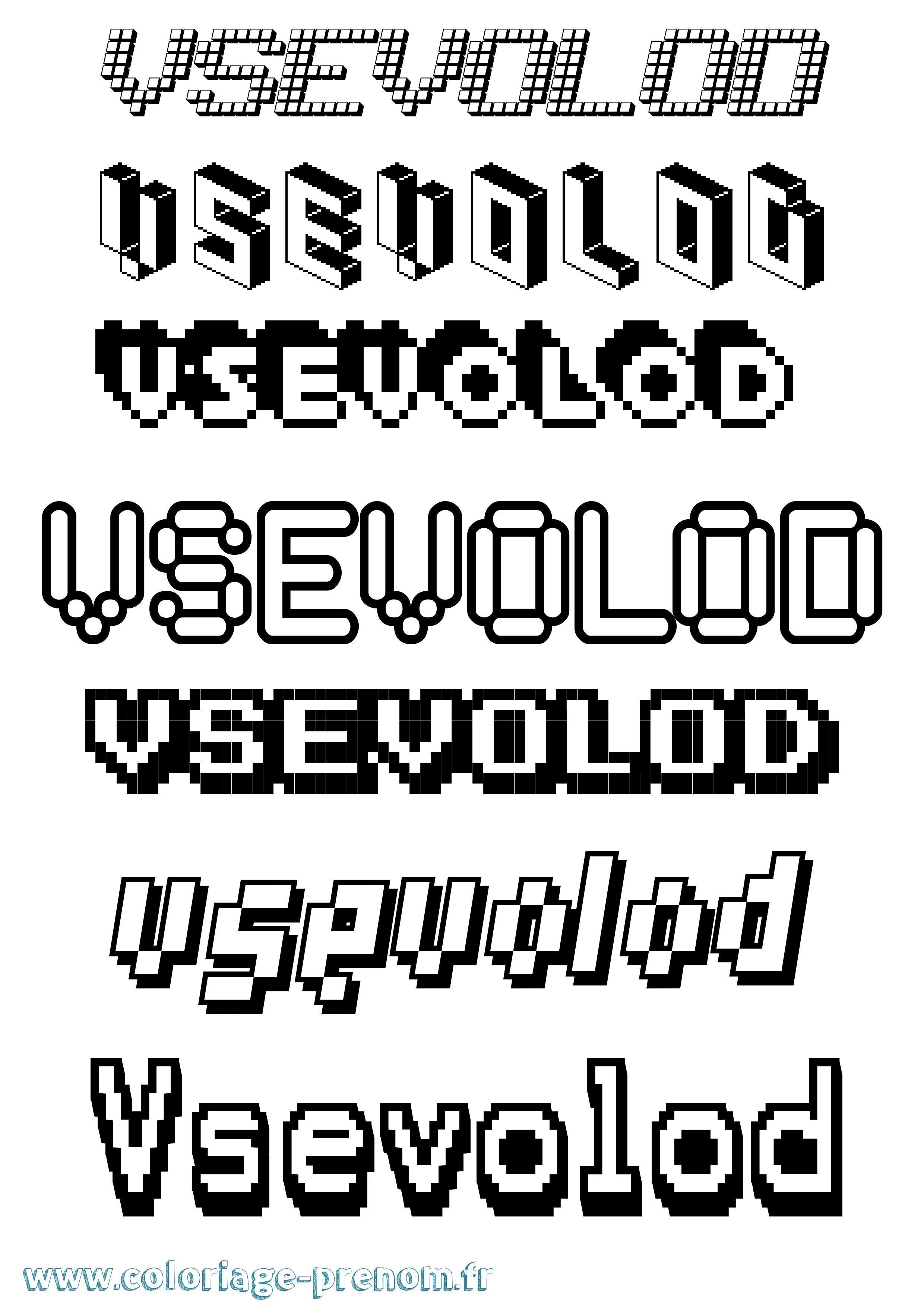 Coloriage Vsevolod Pixel Coloriage prénom Vsevolod Pixel