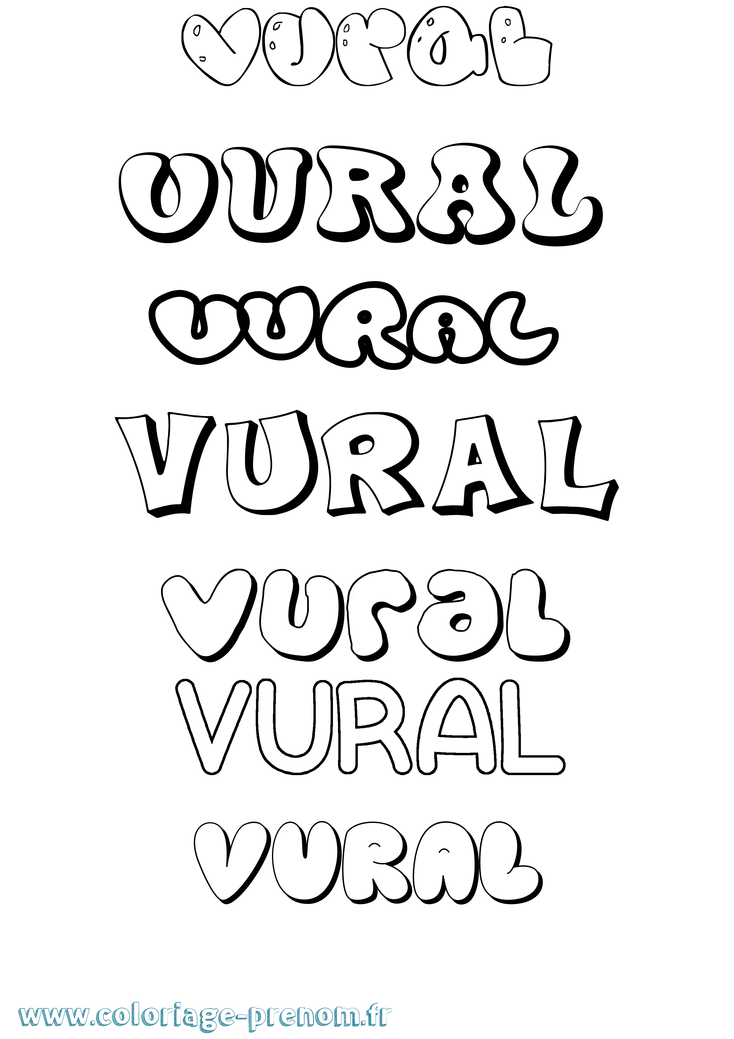Coloriage Vural Bubble Coloriage prénom Vural Bubble