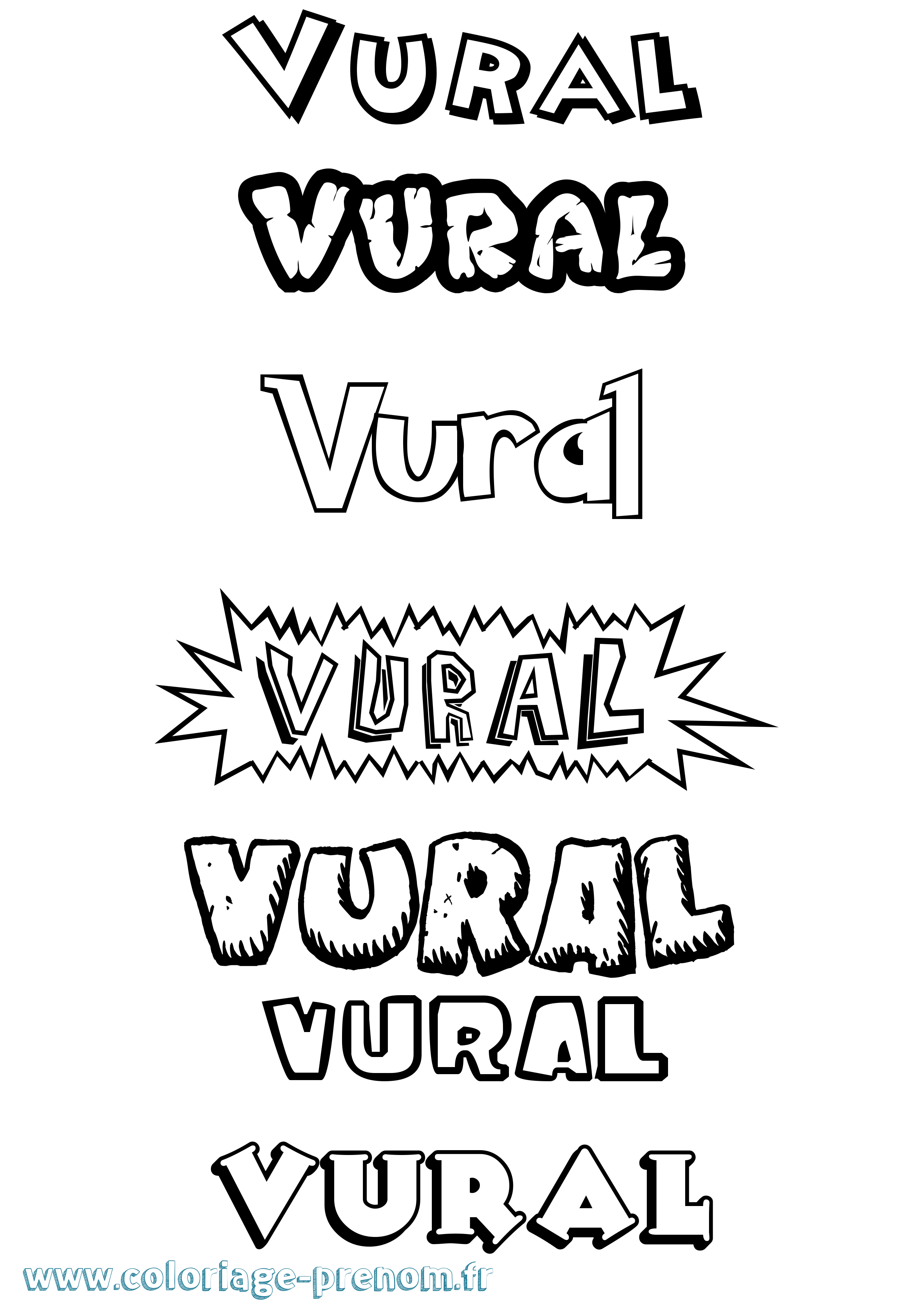Coloriage Vural Dessin Animé Coloriage prénom Vural Dessin Animé