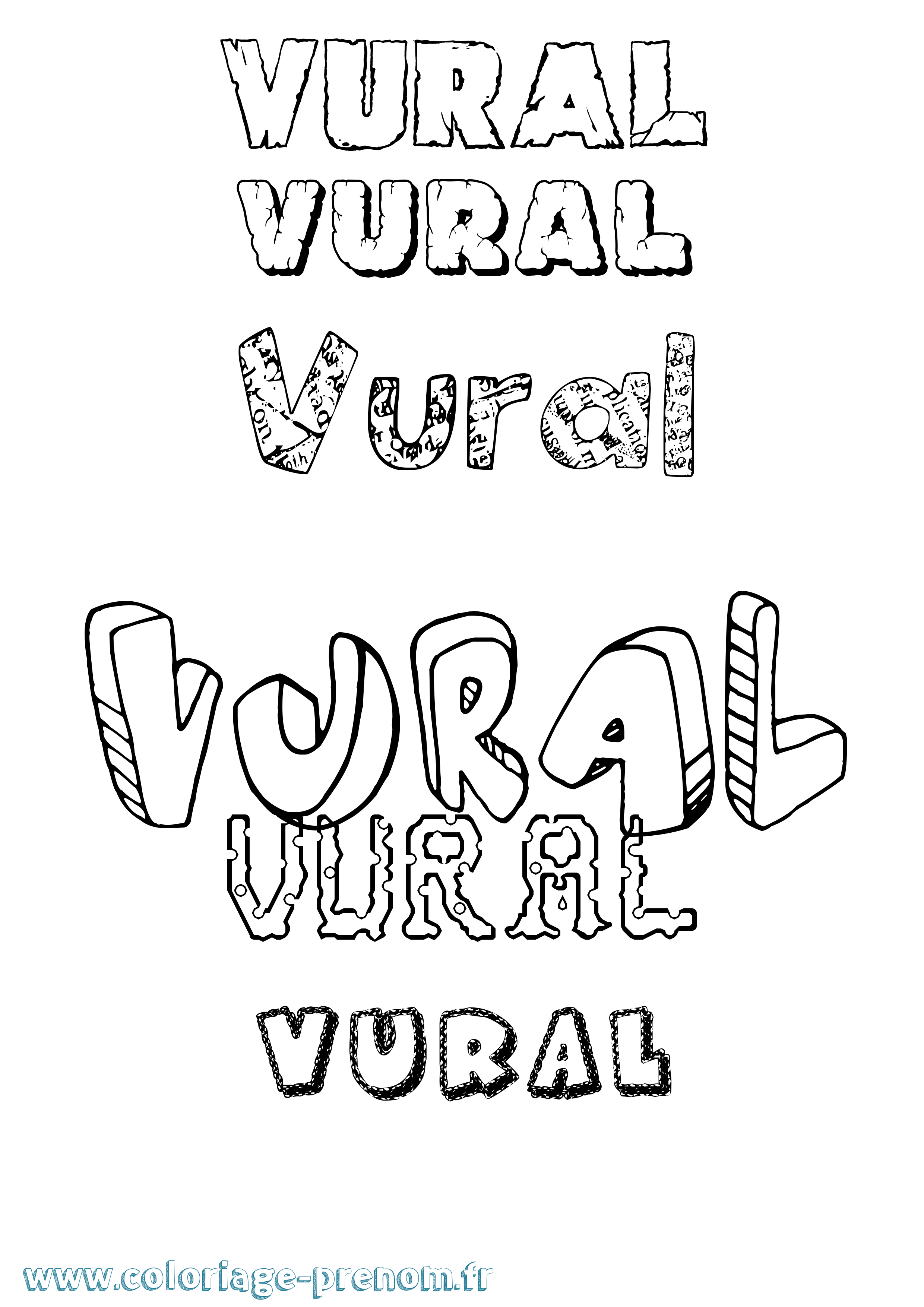 Coloriage Vural Destructuré Coloriage prénom Vural Destructuré