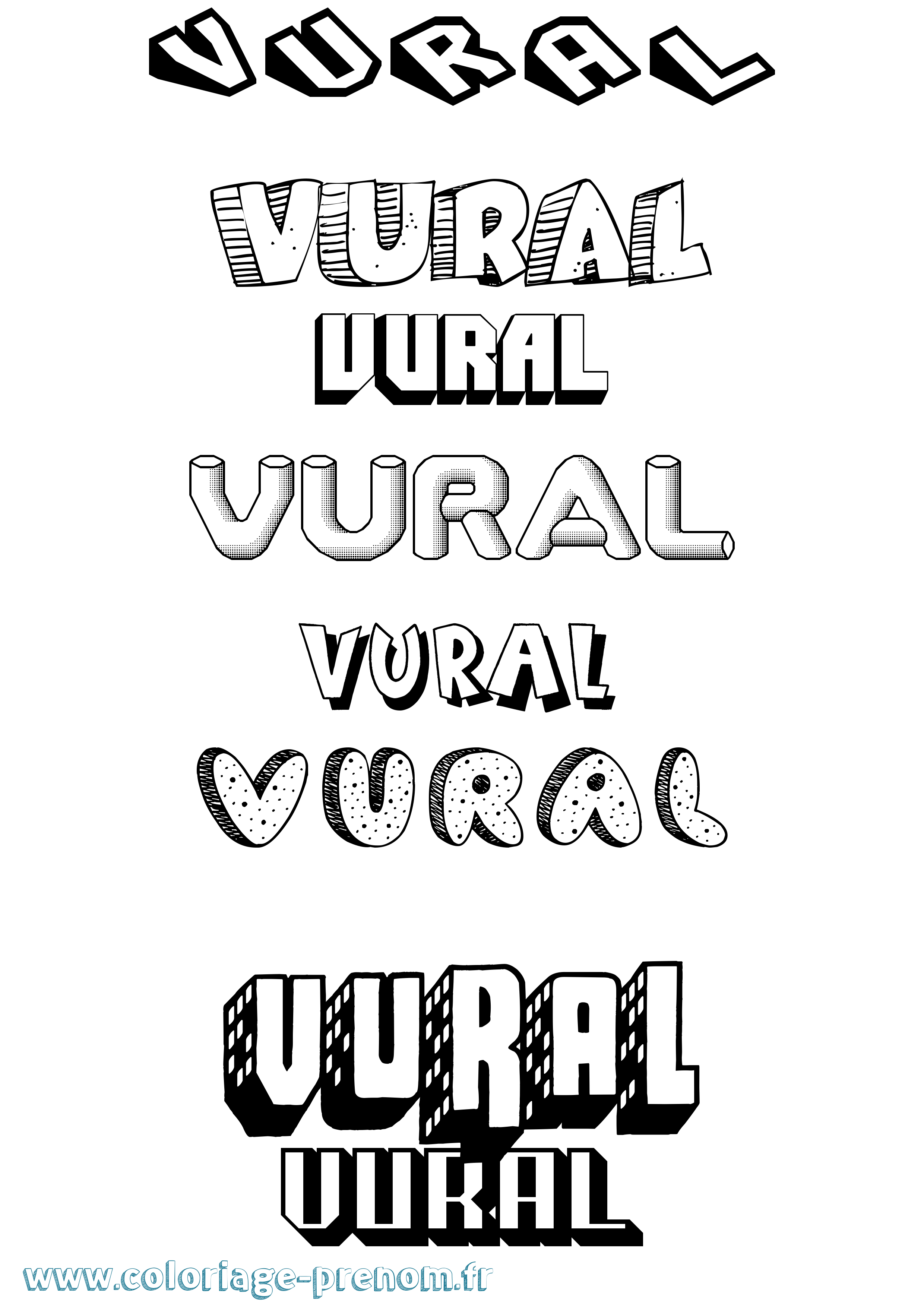 Coloriage Vural Effet 3D Coloriage prénom Vural Effet 3D