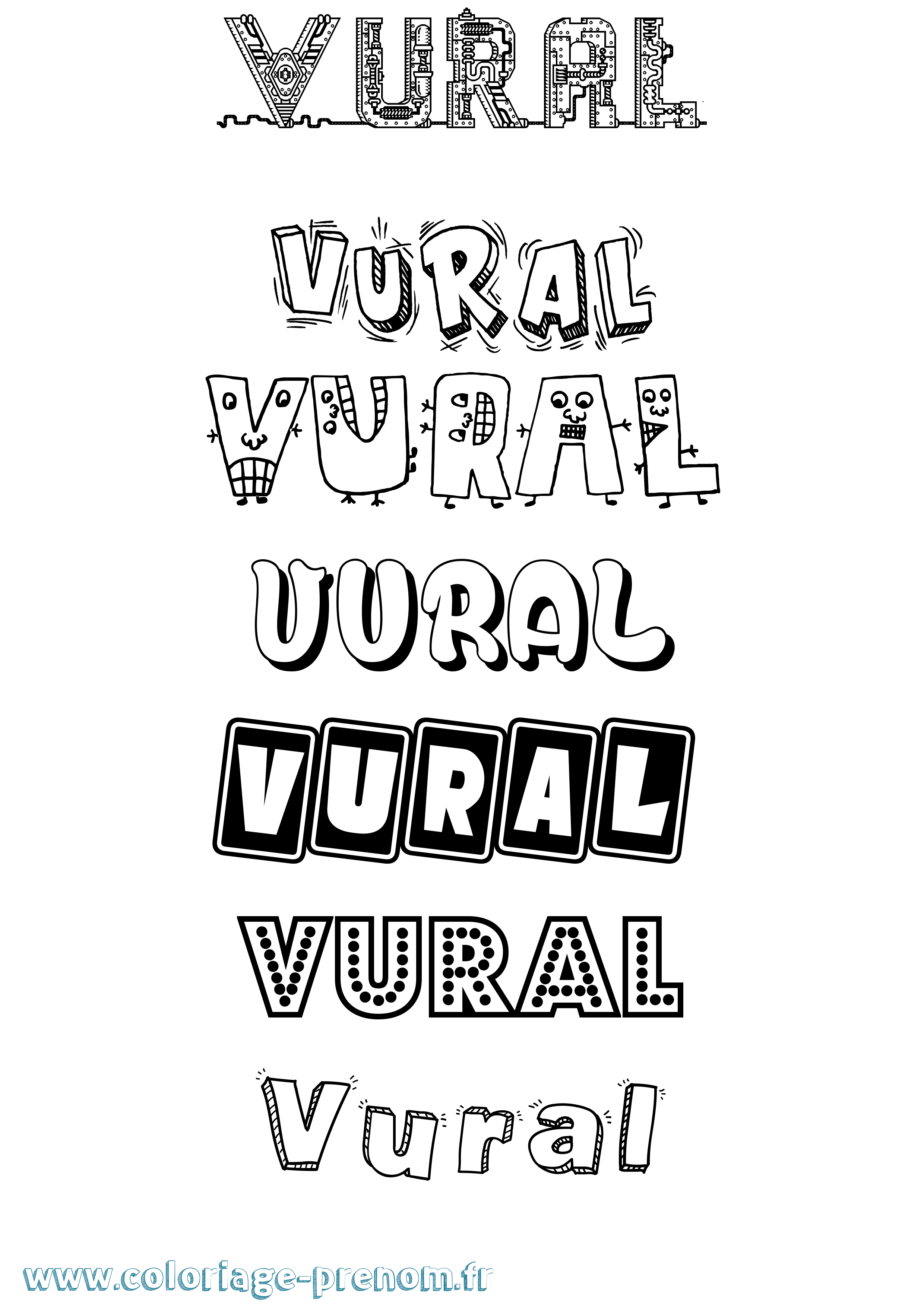 Coloriage Vural Fun Coloriage prénom Vural Fun