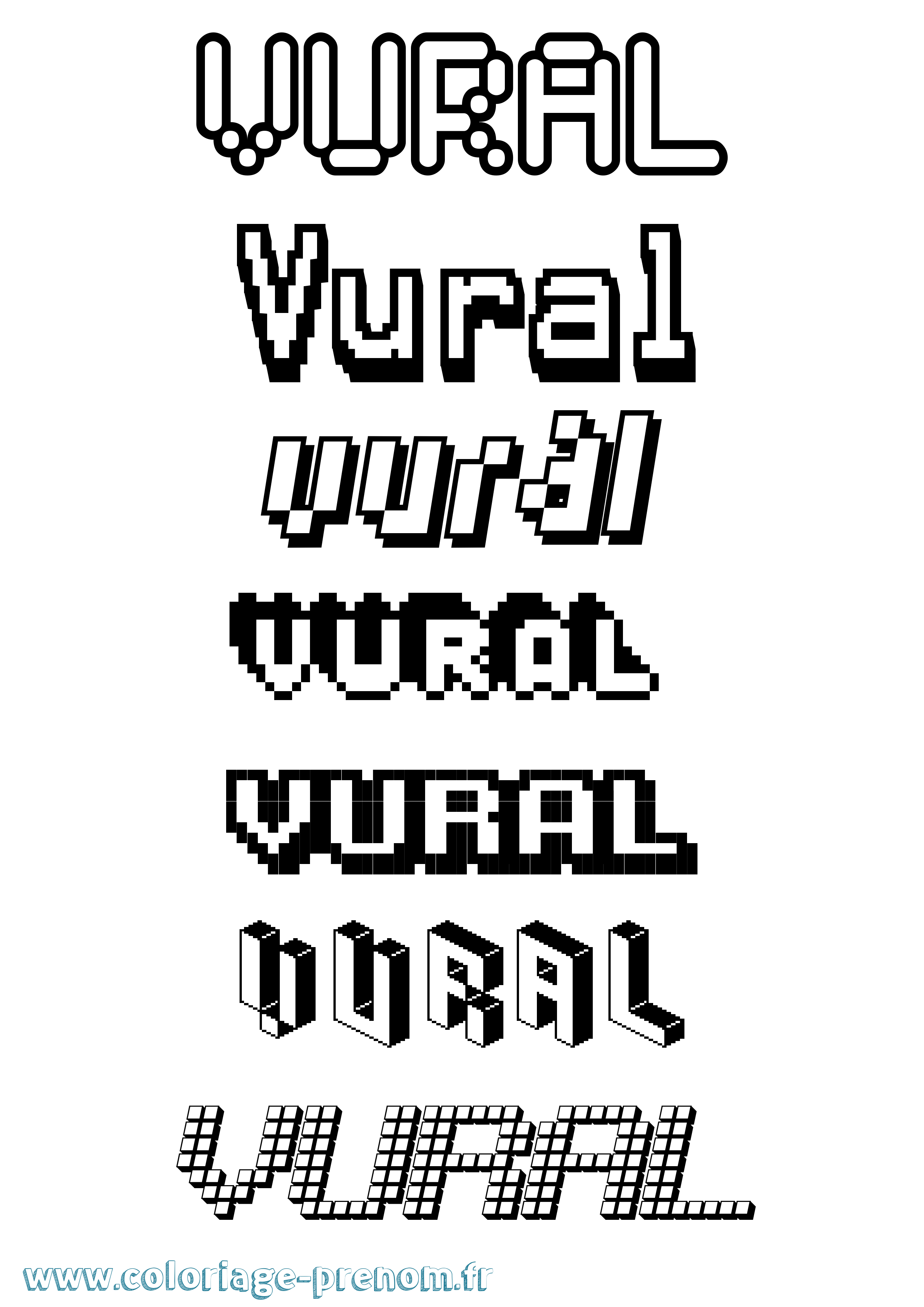 Coloriage Vural Pixel Coloriage prénom Vural Pixel
