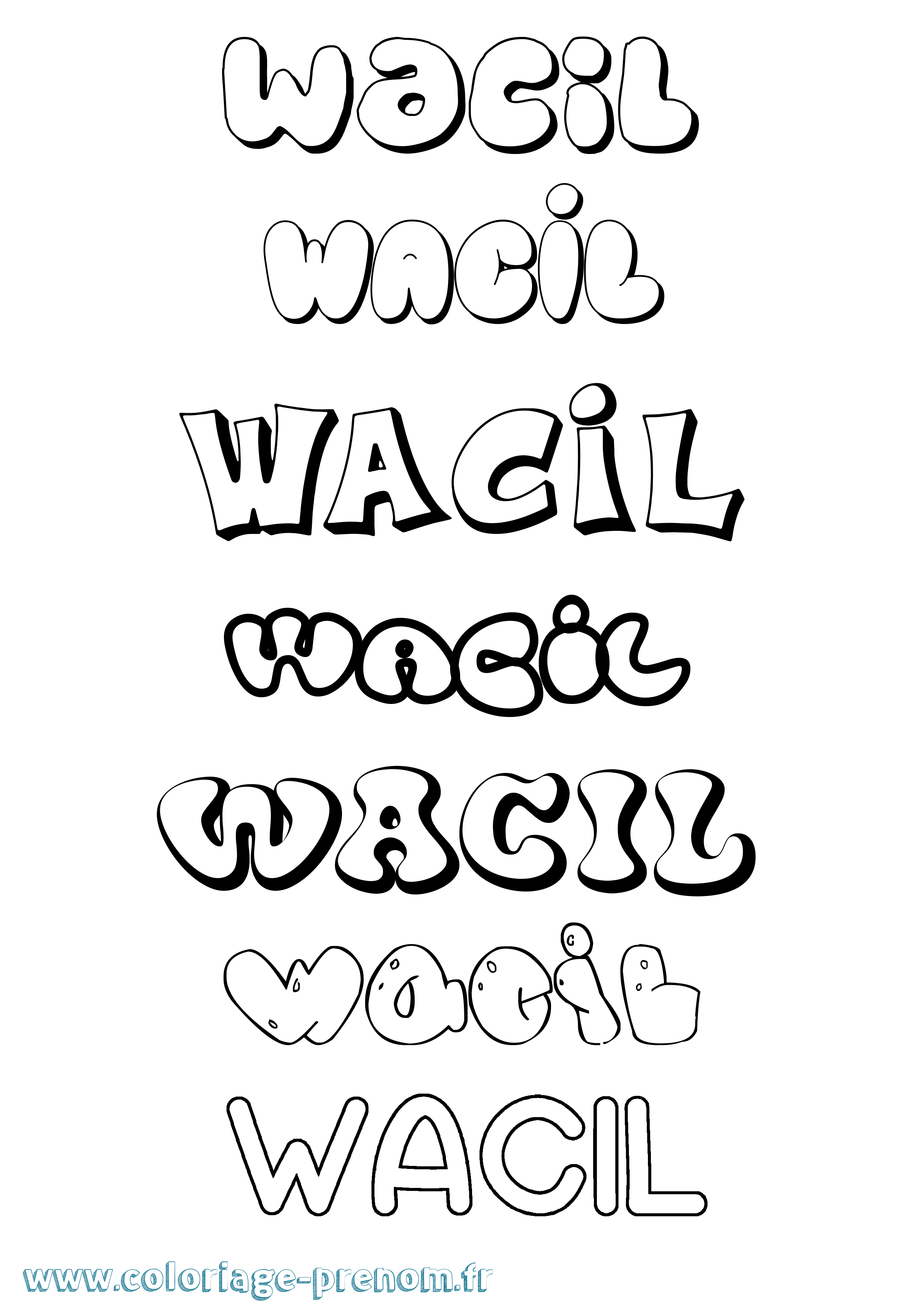 Coloriage Wacil Bubble Coloriage prénom Wacil Bubble