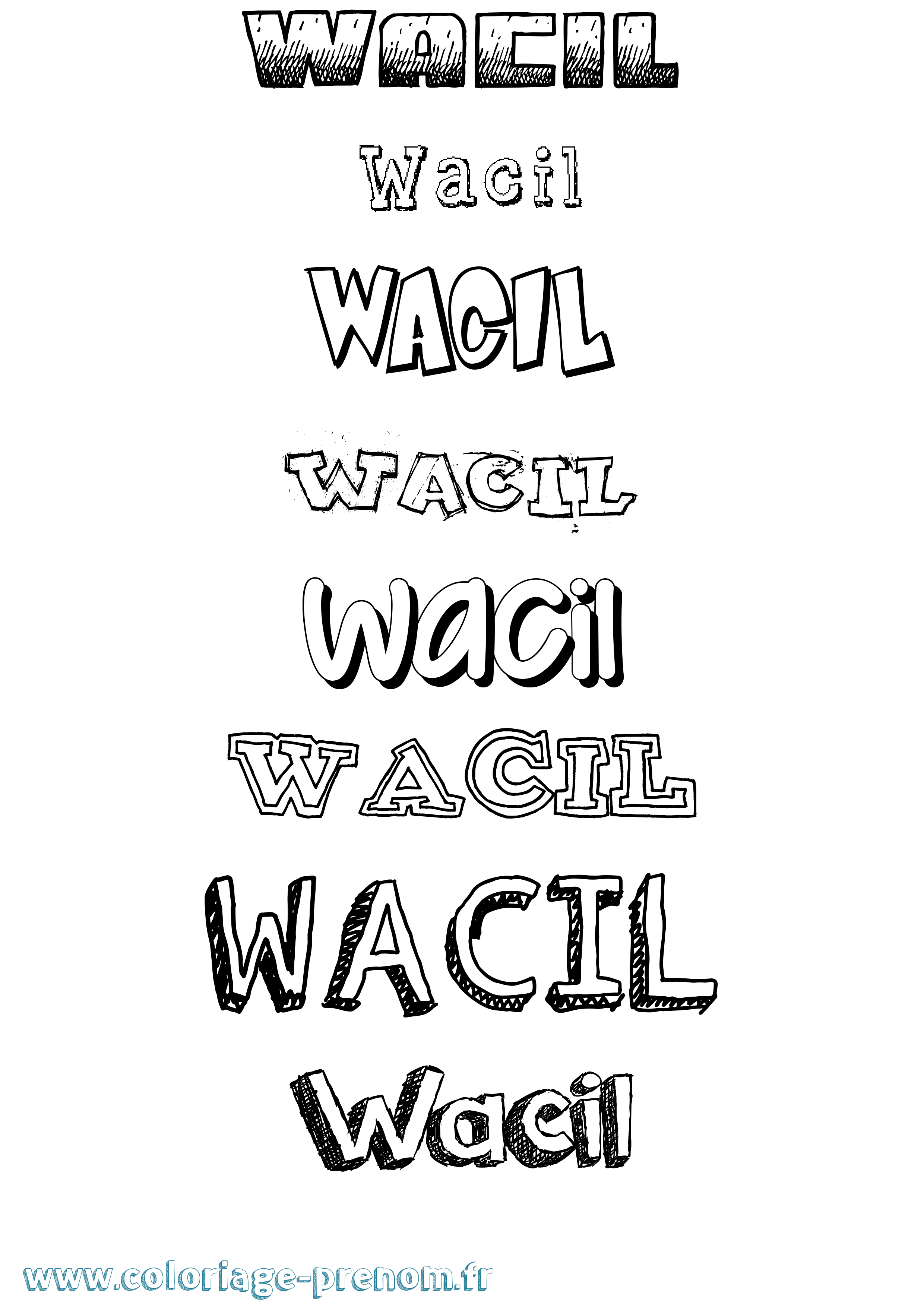 Coloriage Wacil Dessiné Coloriage prénom Wacil Dessiné