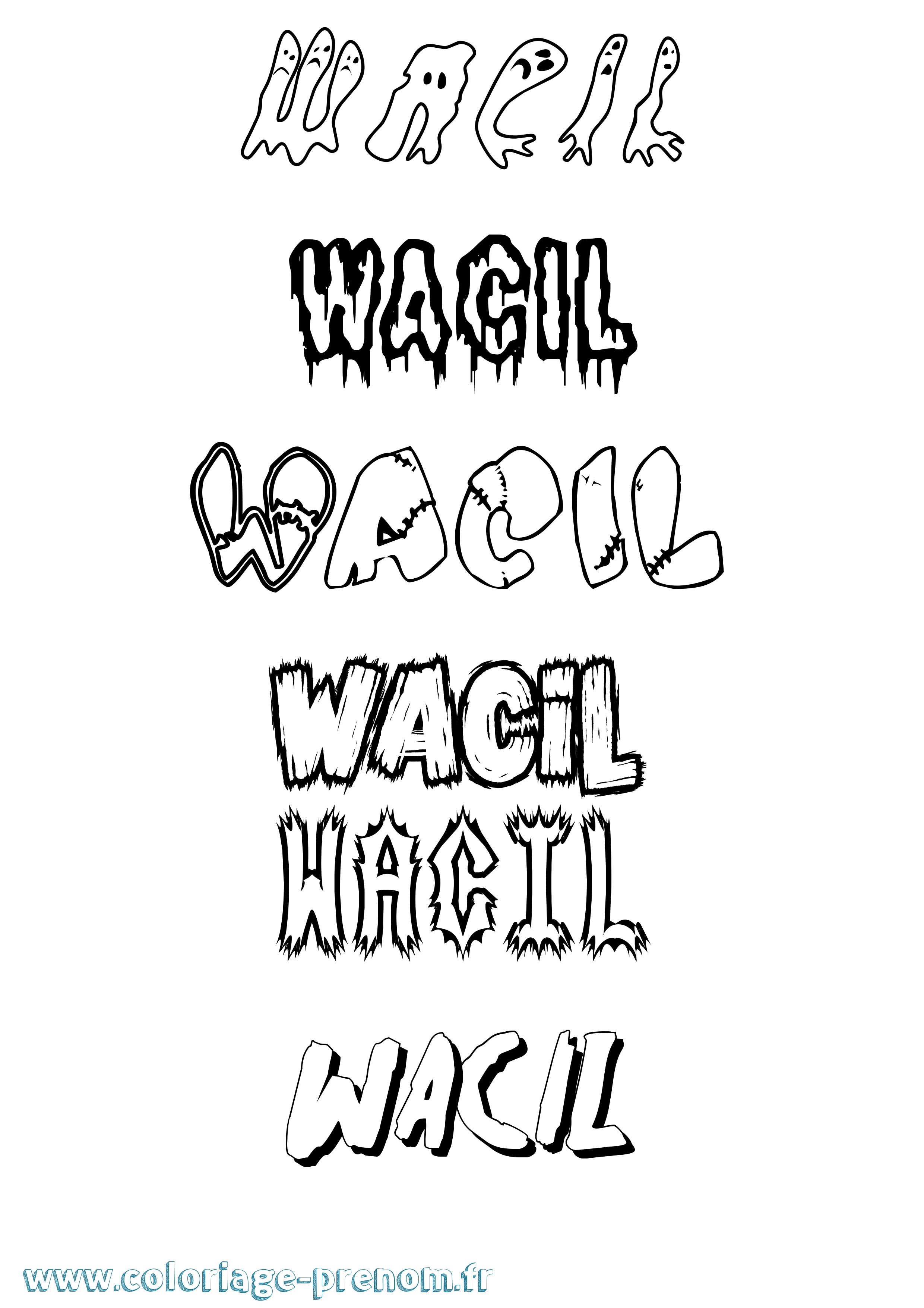 Coloriage Wacil Frisson Coloriage prénom Wacil Frisson