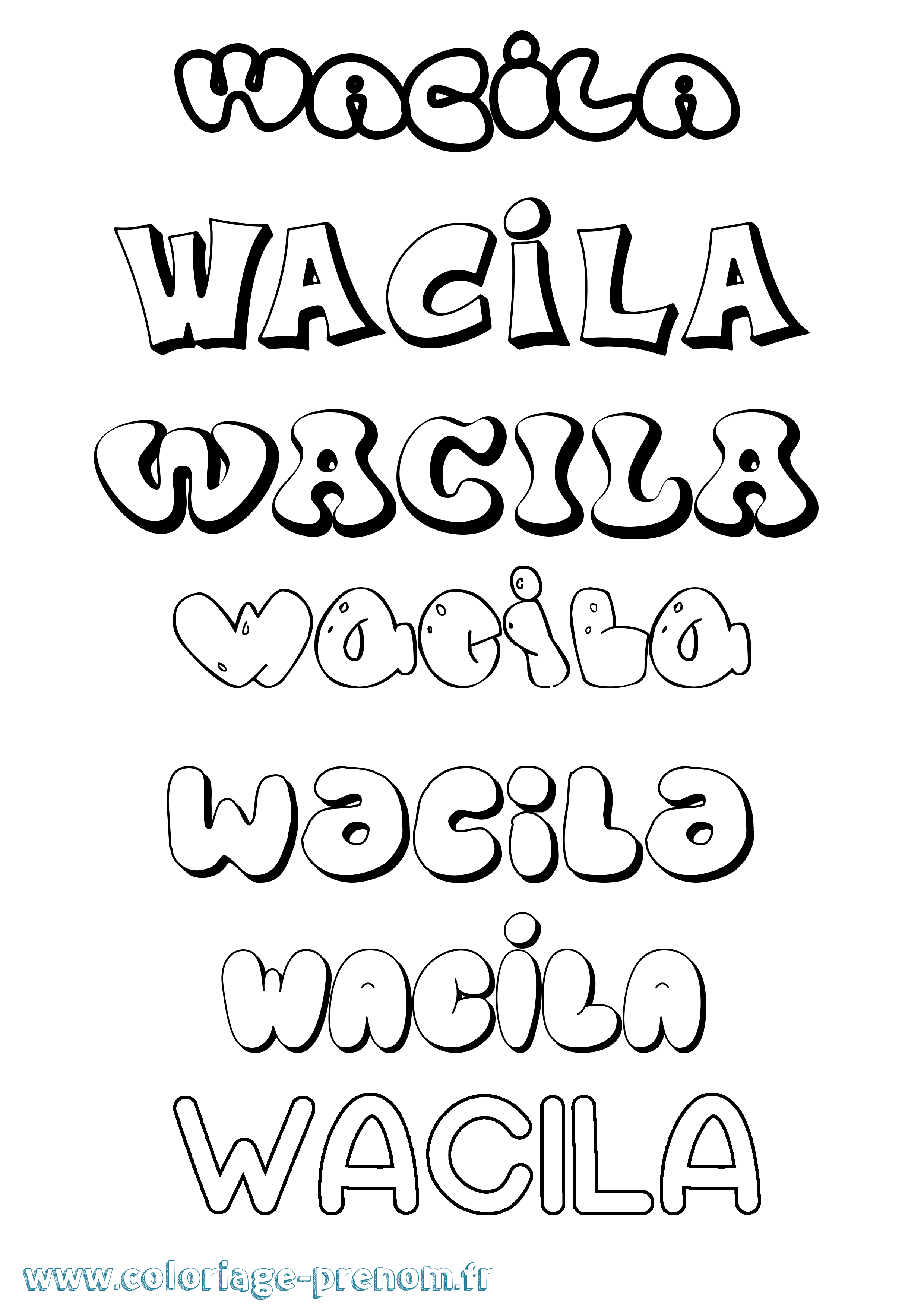 Coloriage Wacila Bubble Coloriage prénom Wacila Bubble