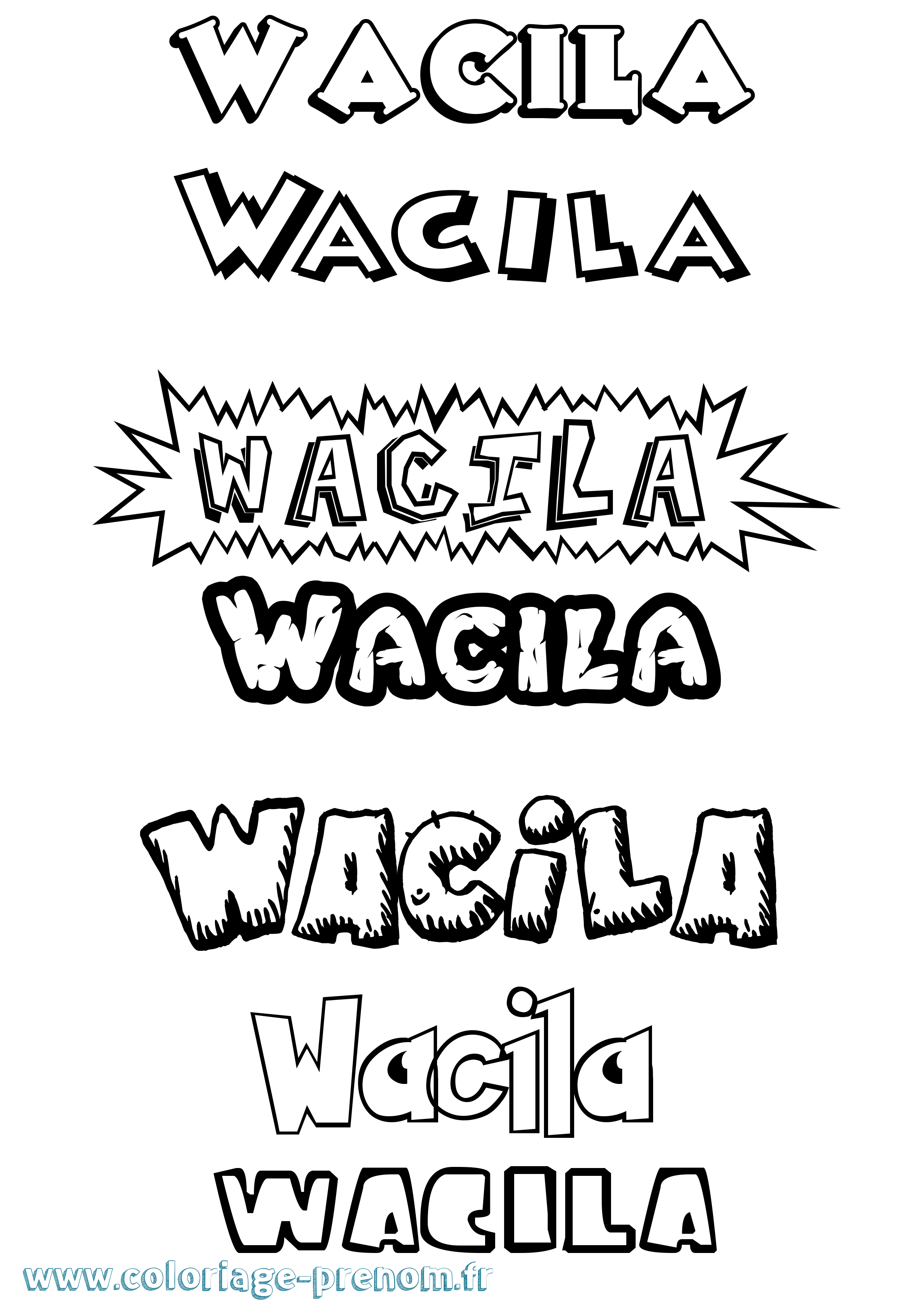 Coloriage Wacila Dessin Animé Coloriage prénom Wacila Dessin Animé