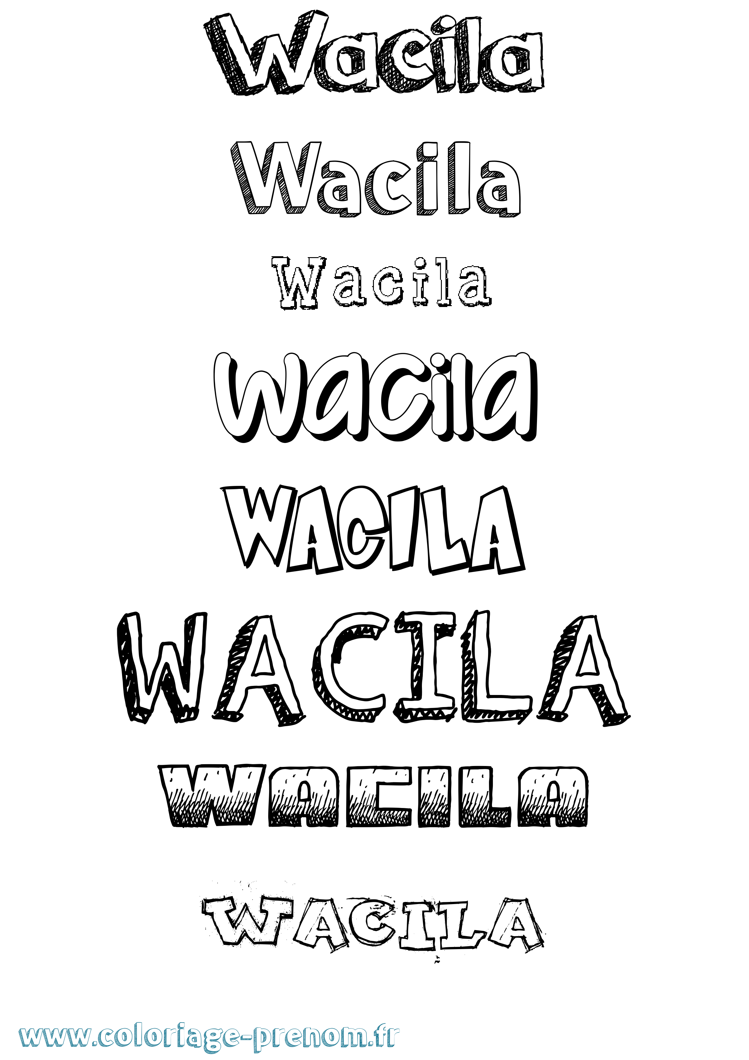 Coloriage Wacila Dessiné Coloriage prénom Wacila Dessiné
