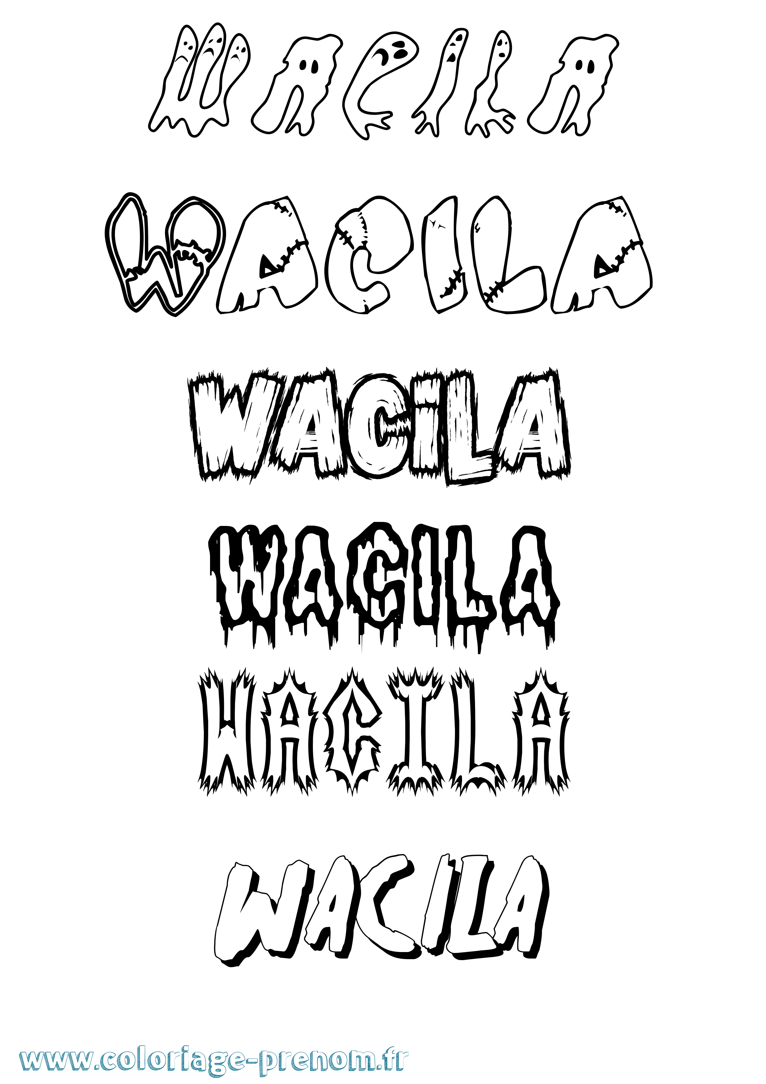 Coloriage Wacila Frisson Coloriage prénom Wacila Frisson