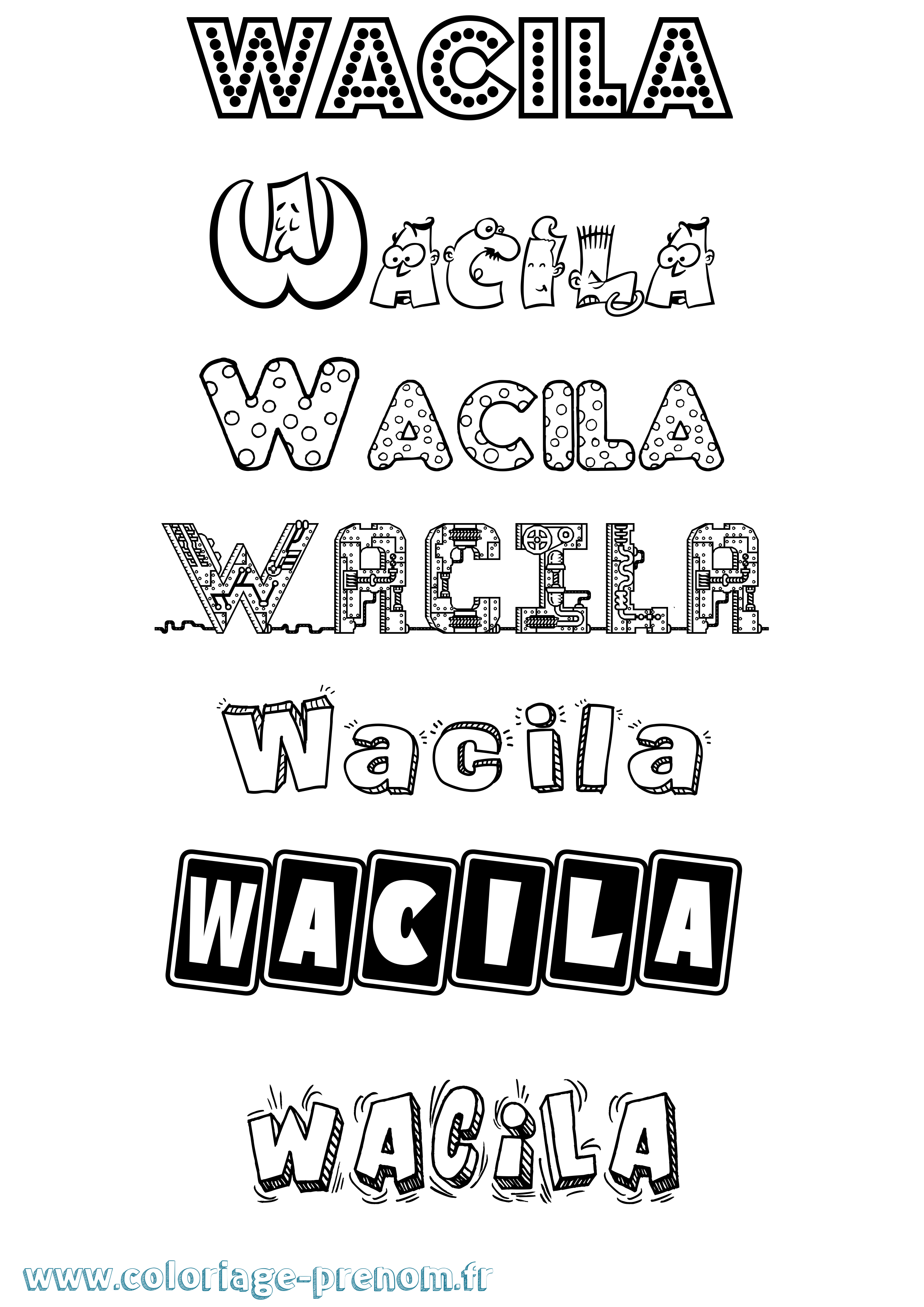 Coloriage Wacila Fun Coloriage prénom Wacila Fun