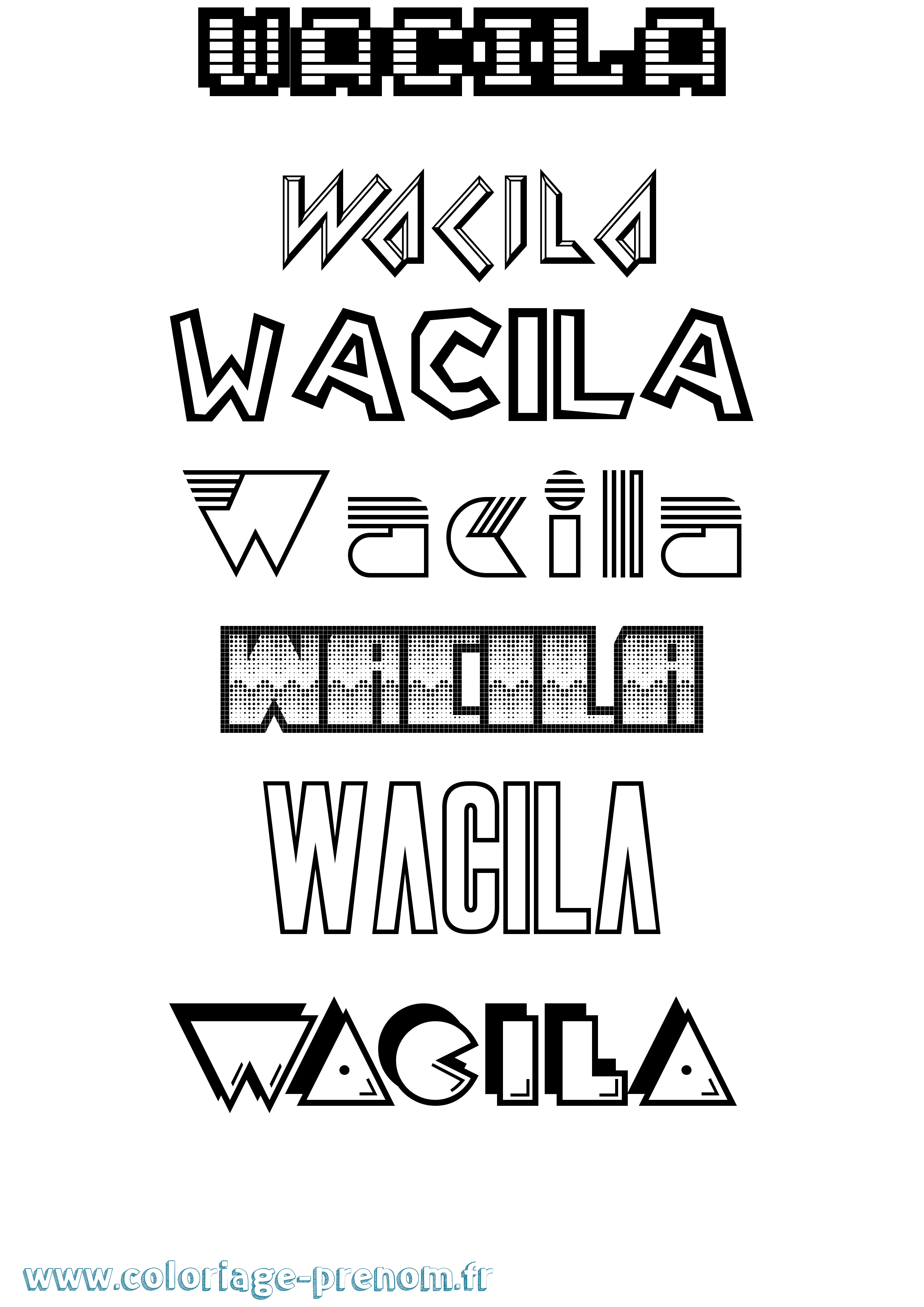 Coloriage Wacila Jeux Vidéos Coloriage prénom Wacila Jeux Vidéos