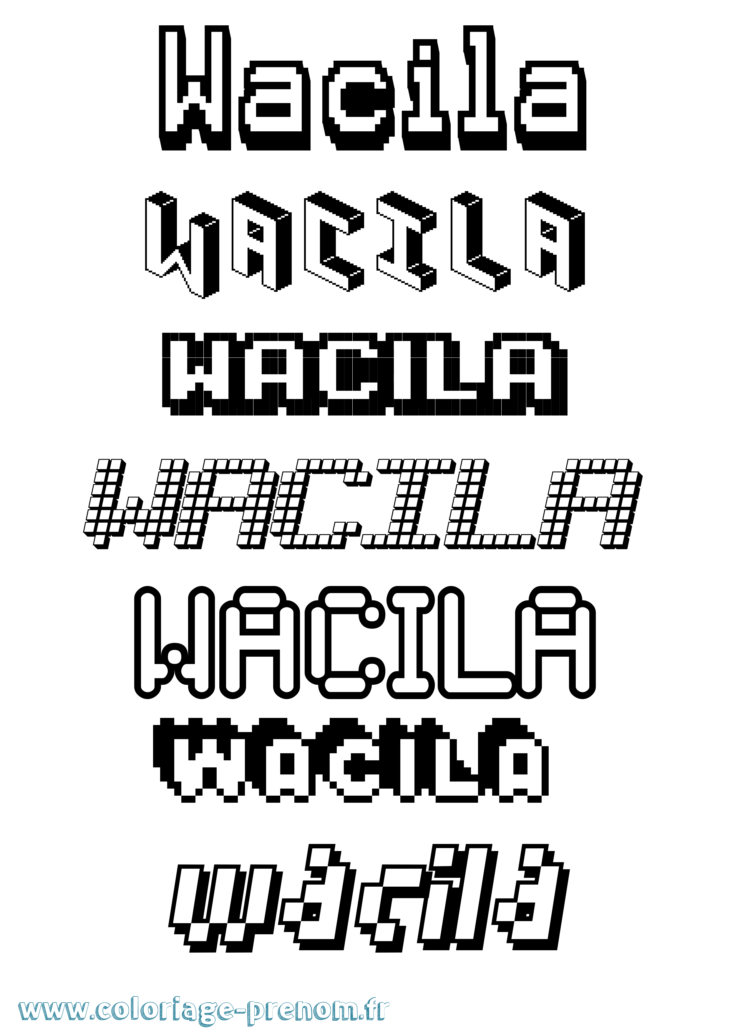 Coloriage Wacila Pixel Coloriage prénom Wacila Pixel