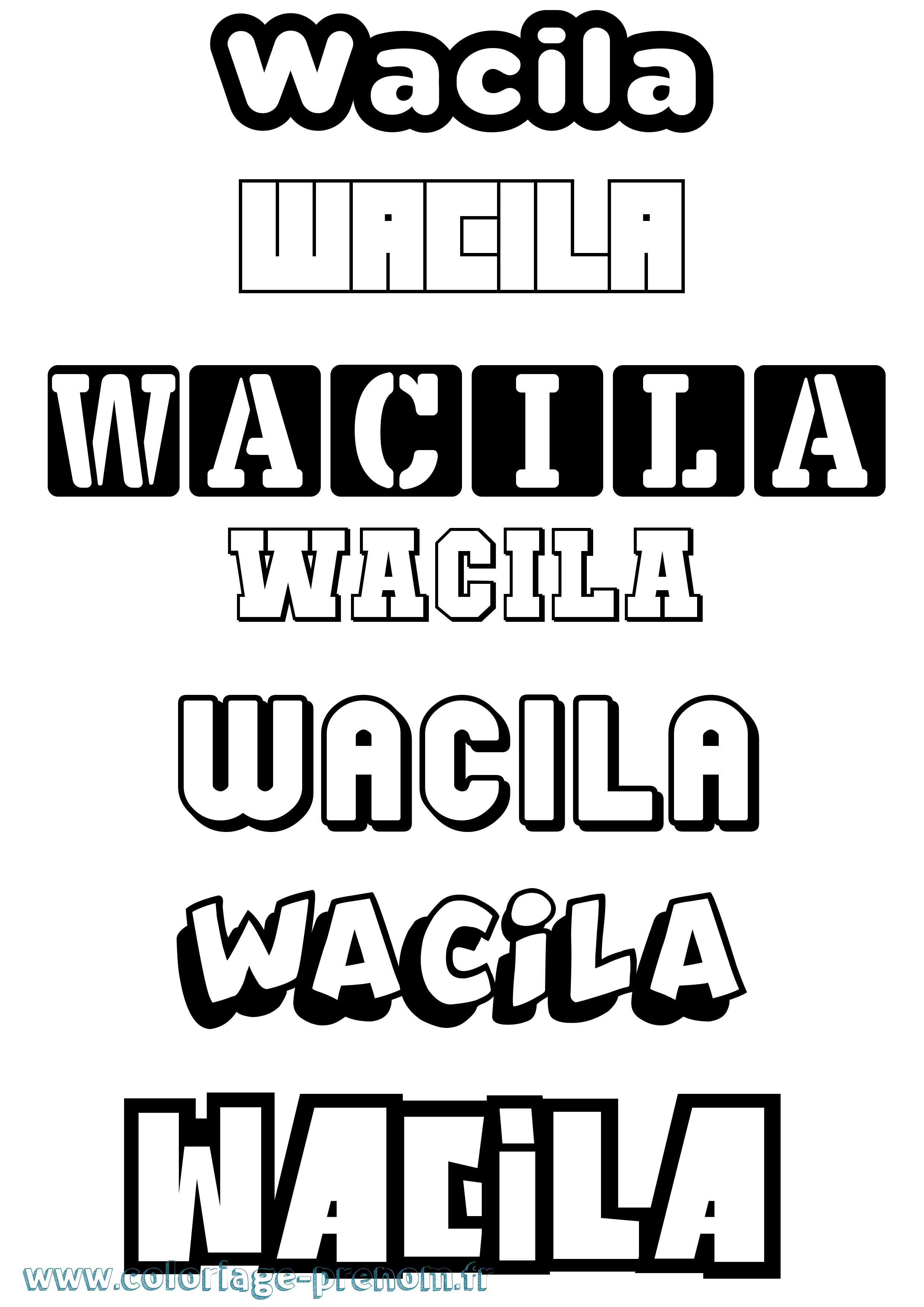 Coloriage Wacila Simple Coloriage prénom Wacila Simple