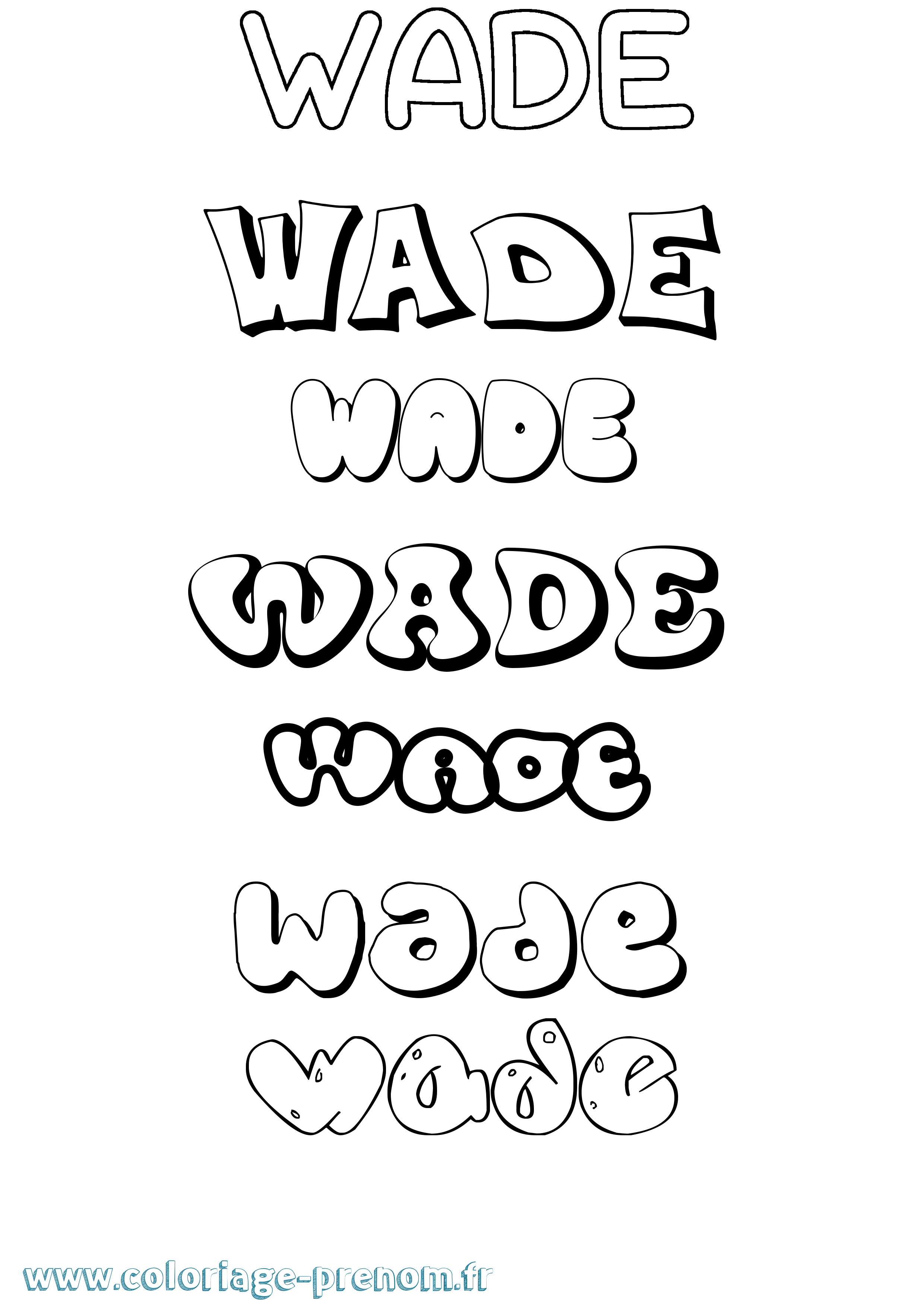 Coloriage Wade Bubble Coloriage prénom Wade Bubble