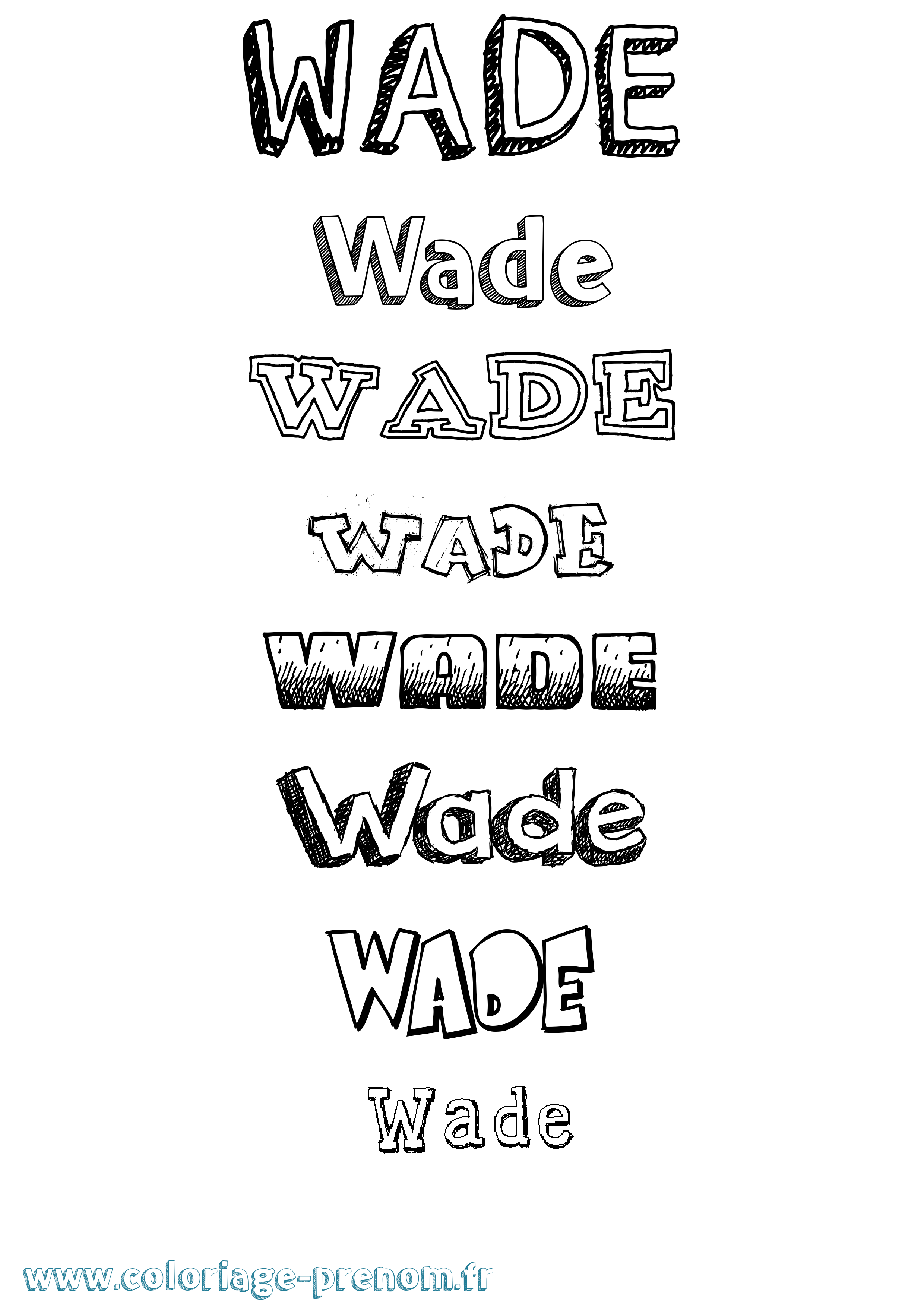 Coloriage Wade Dessiné Coloriage prénom Wade Dessiné