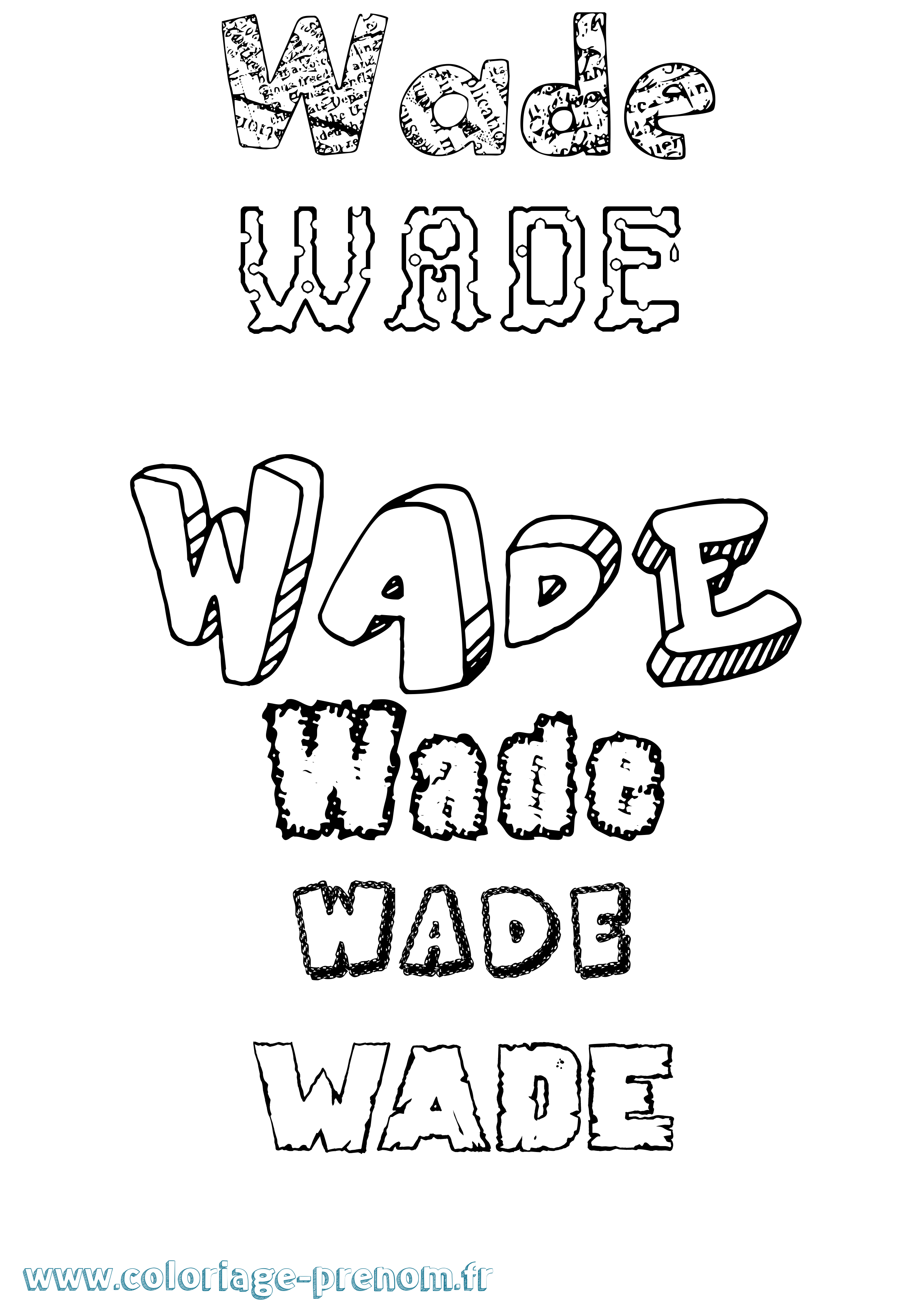 Coloriage Wade Destructuré Coloriage prénom Wade Destructuré