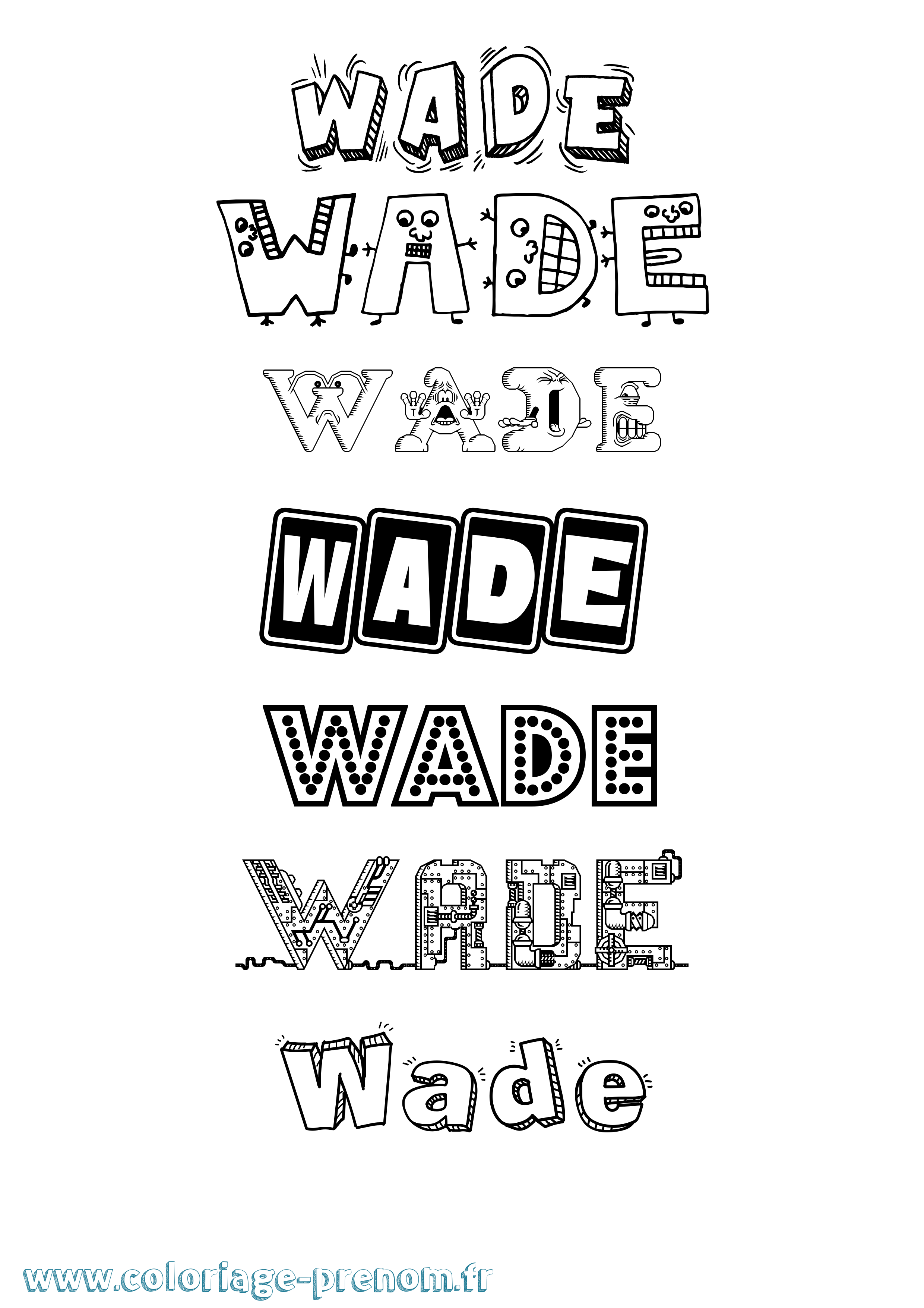 Coloriage Wade Fun Coloriage prénom Wade Fun