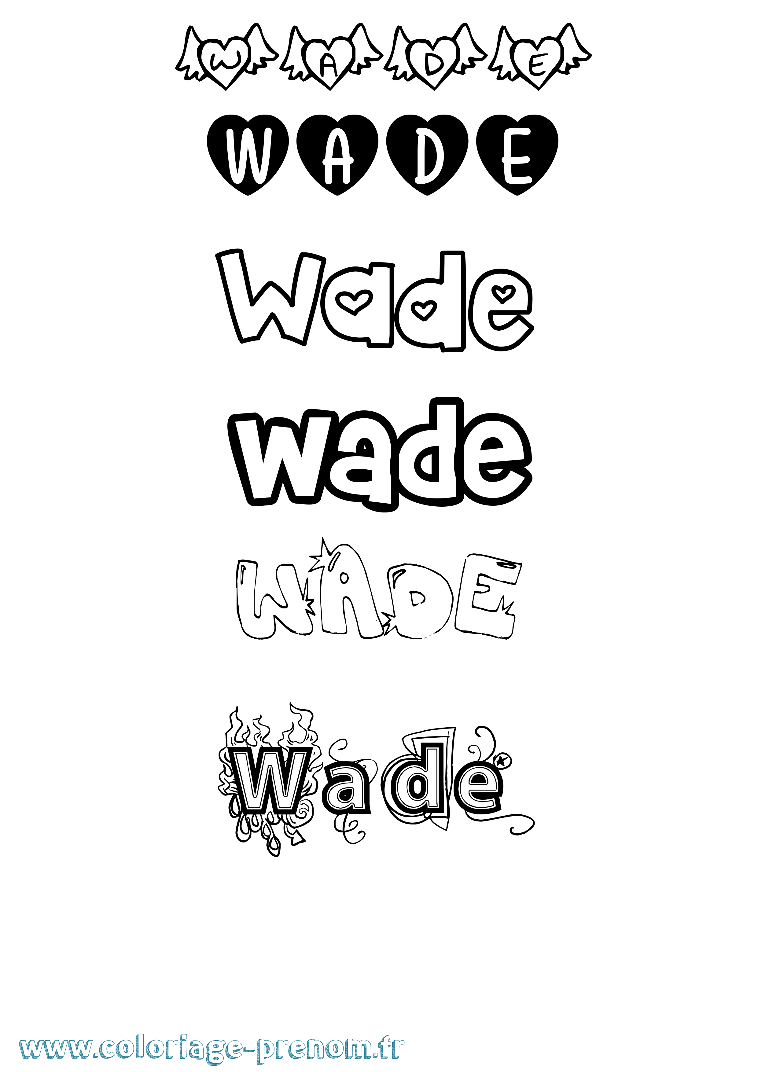 Coloriage Wade Girly Coloriage prénom Wade Girly