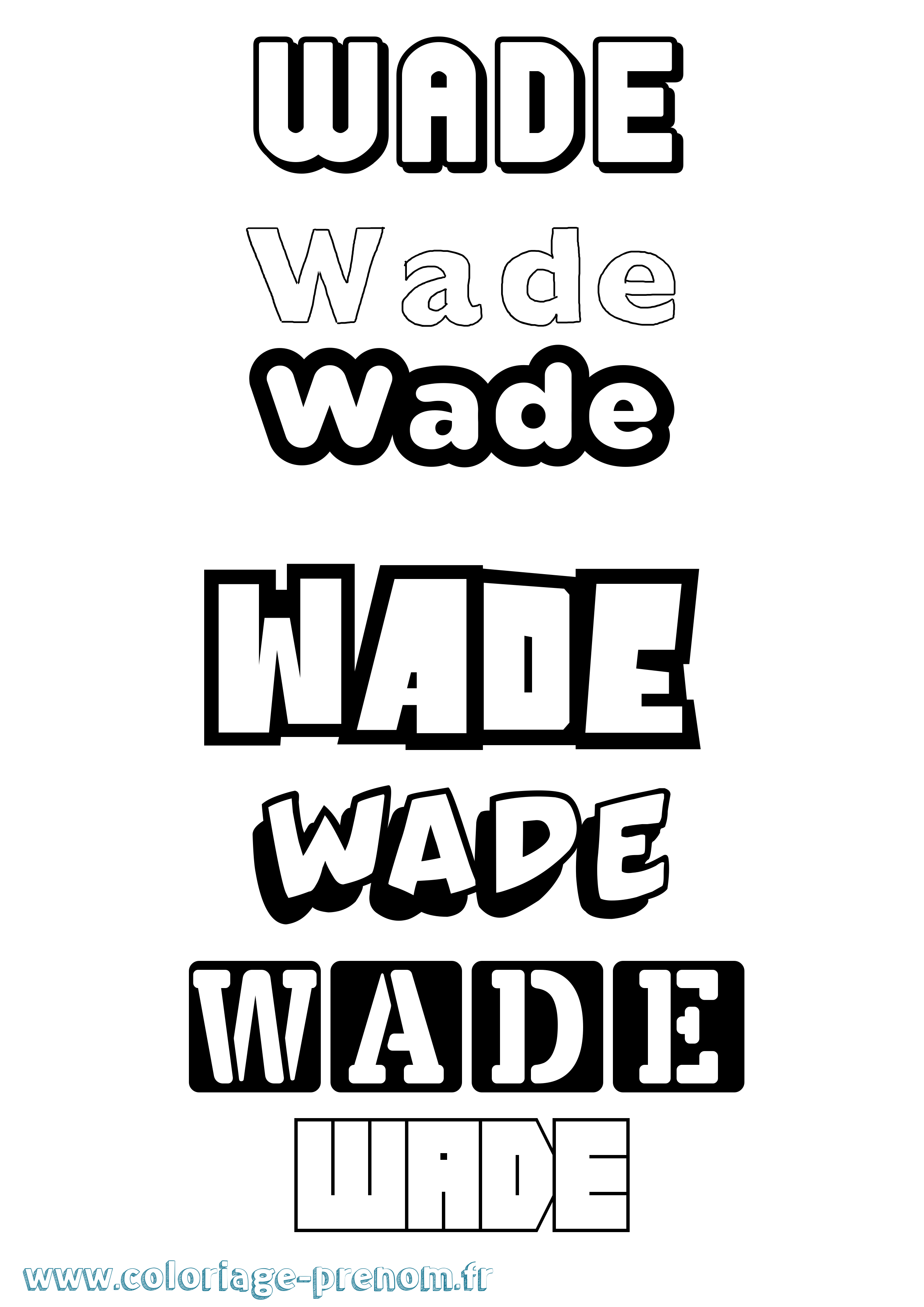 Coloriage Wade Simple Coloriage prénom Wade Simple