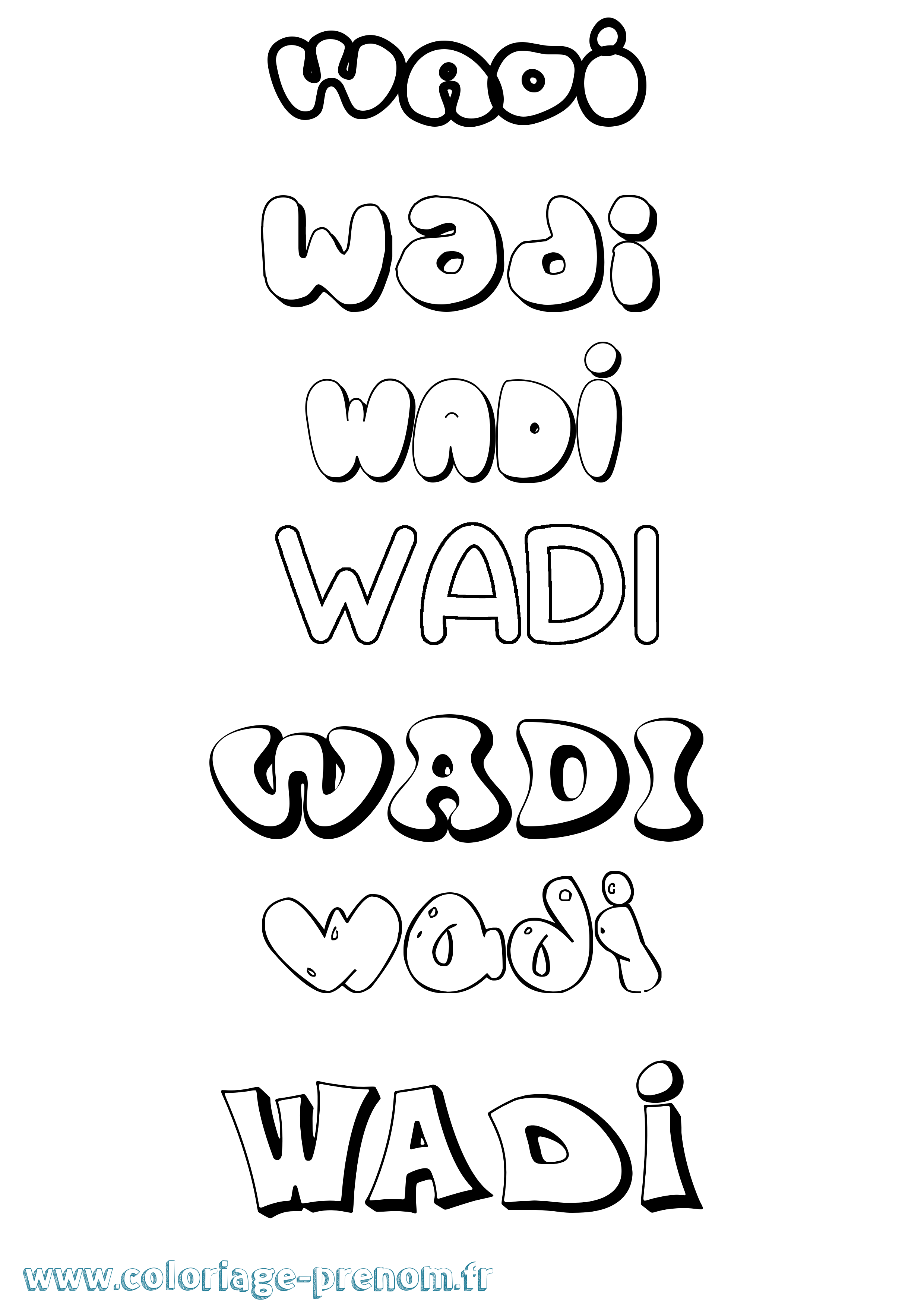 Coloriage Wadi Bubble Coloriage prénom Wadi Bubble