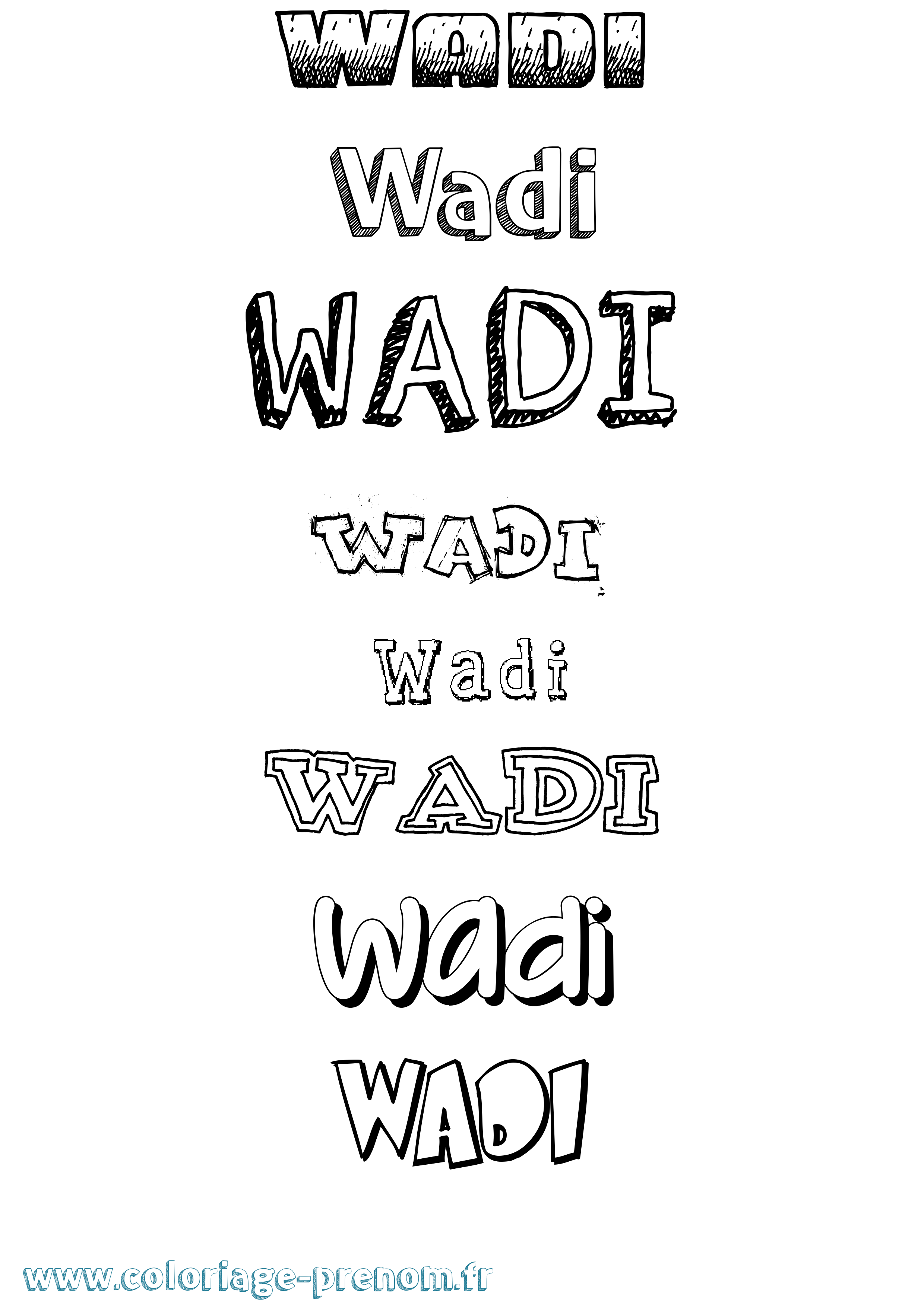 Coloriage Wadi Dessiné Coloriage prénom Wadi Dessiné